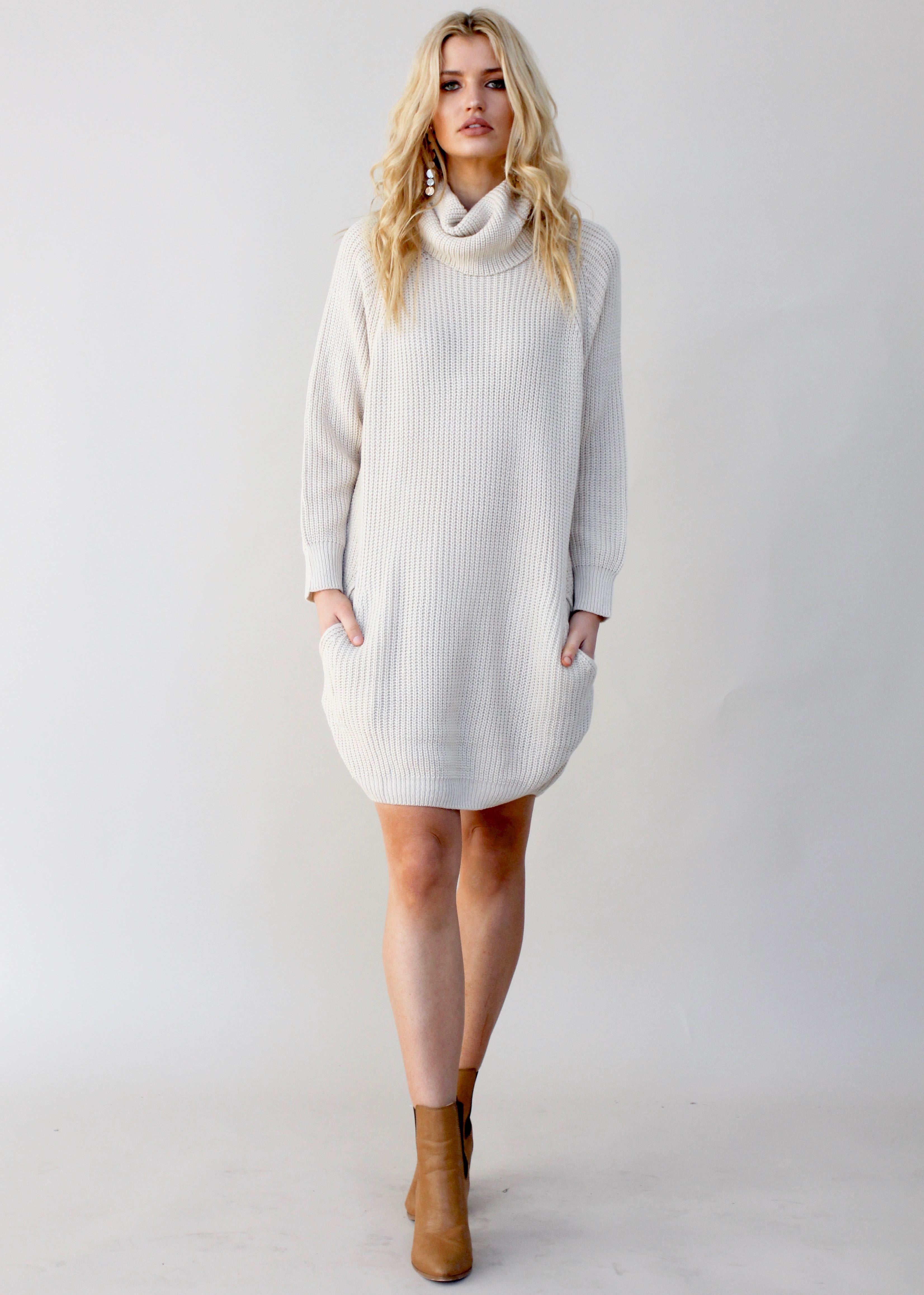 Venus Rollneck Knit Dress - Sand