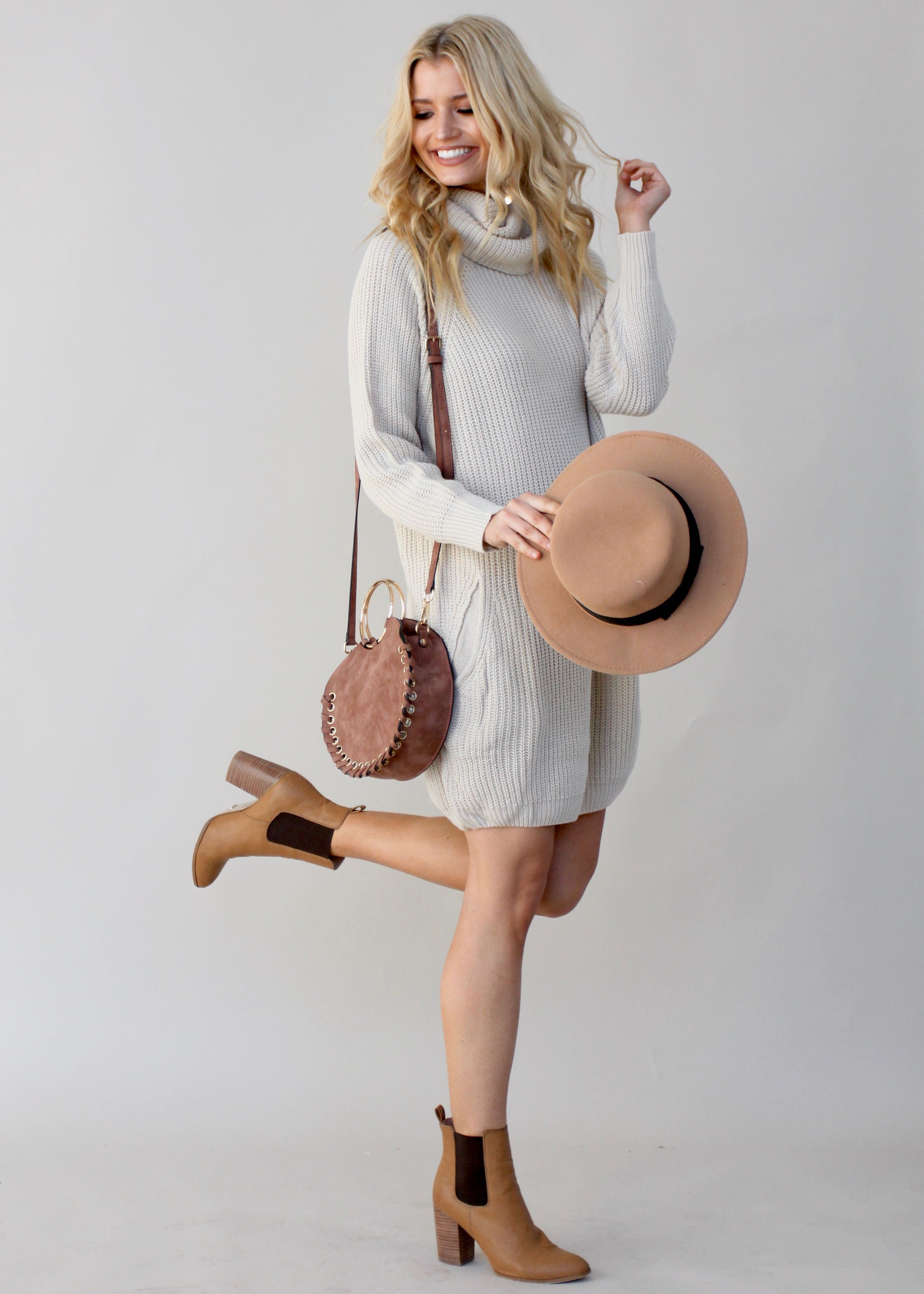 Venus Rollneck Knit Dress - Sand