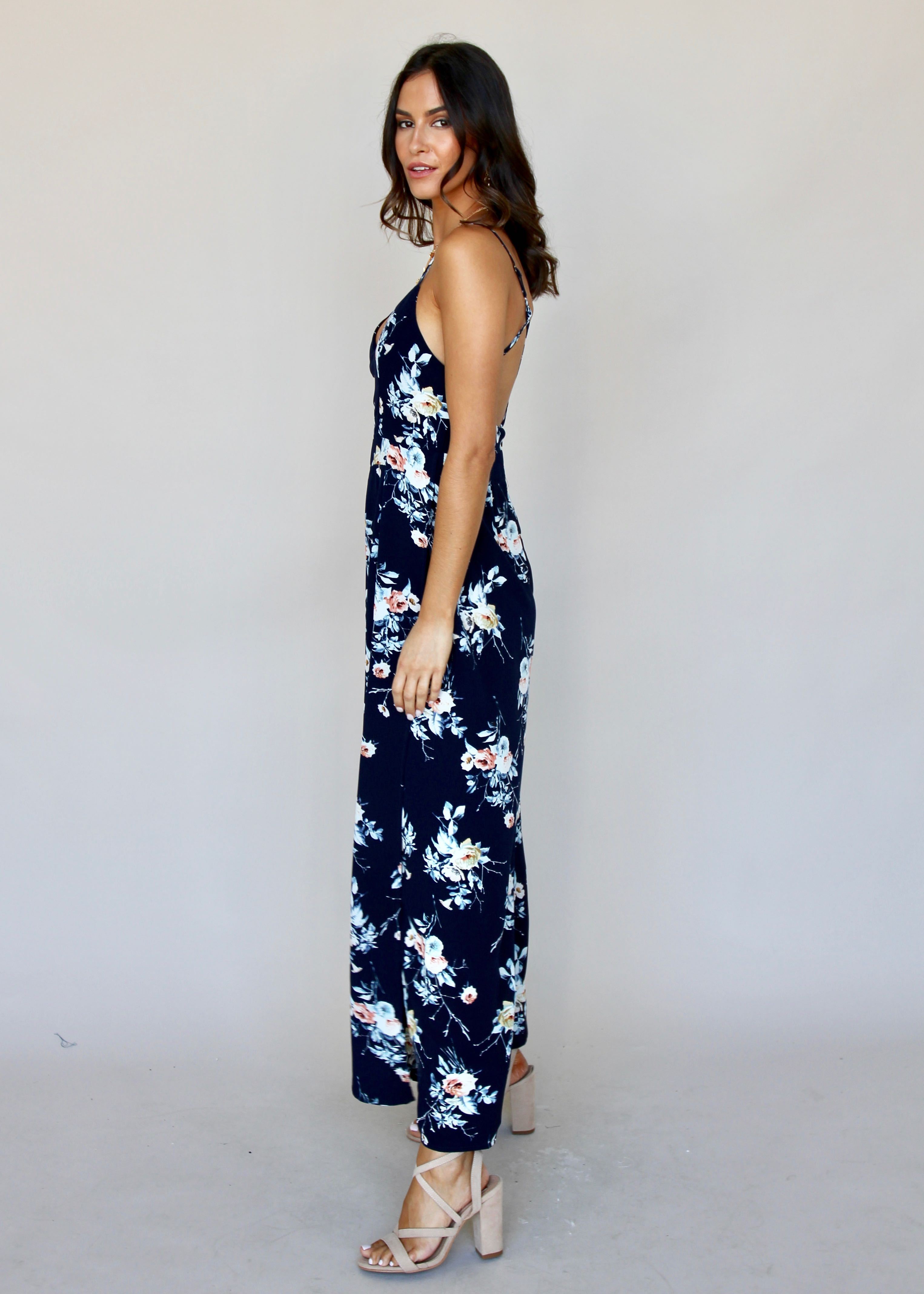 Take The Lead Pantsuit - Navy Floral