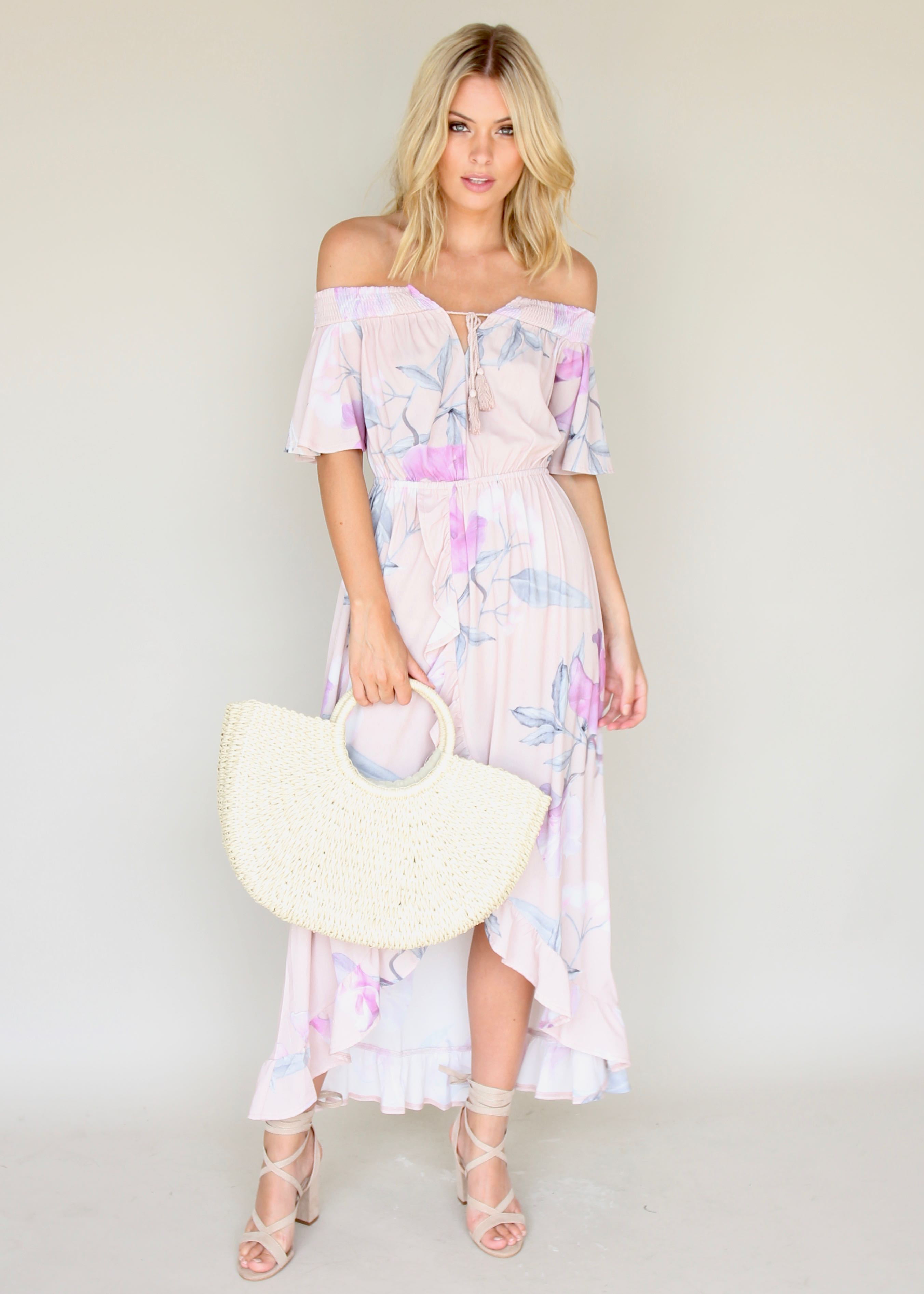 La Venus Off Shoulder Maxi Dress - Blossom