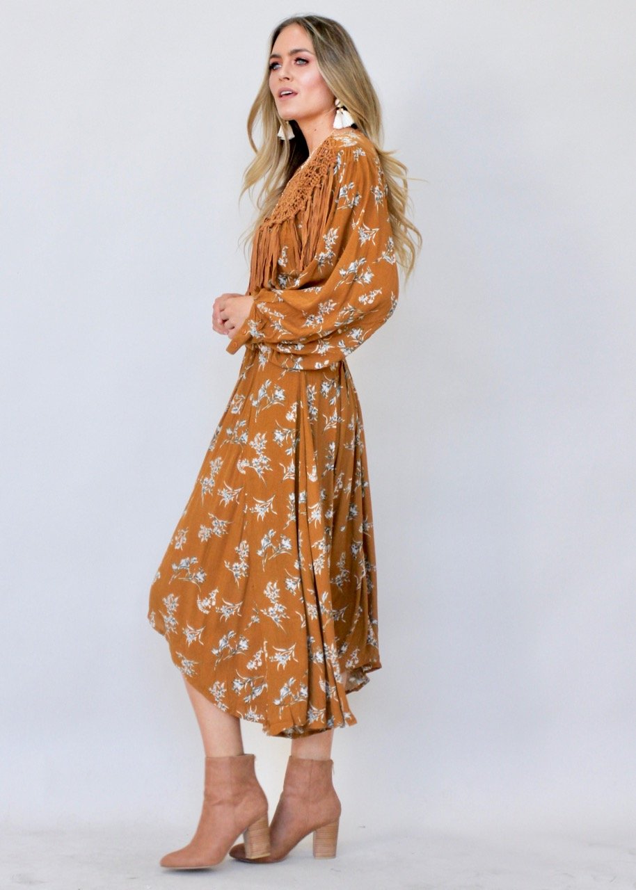 Be My All Fringe Maxi Dress - Mustard