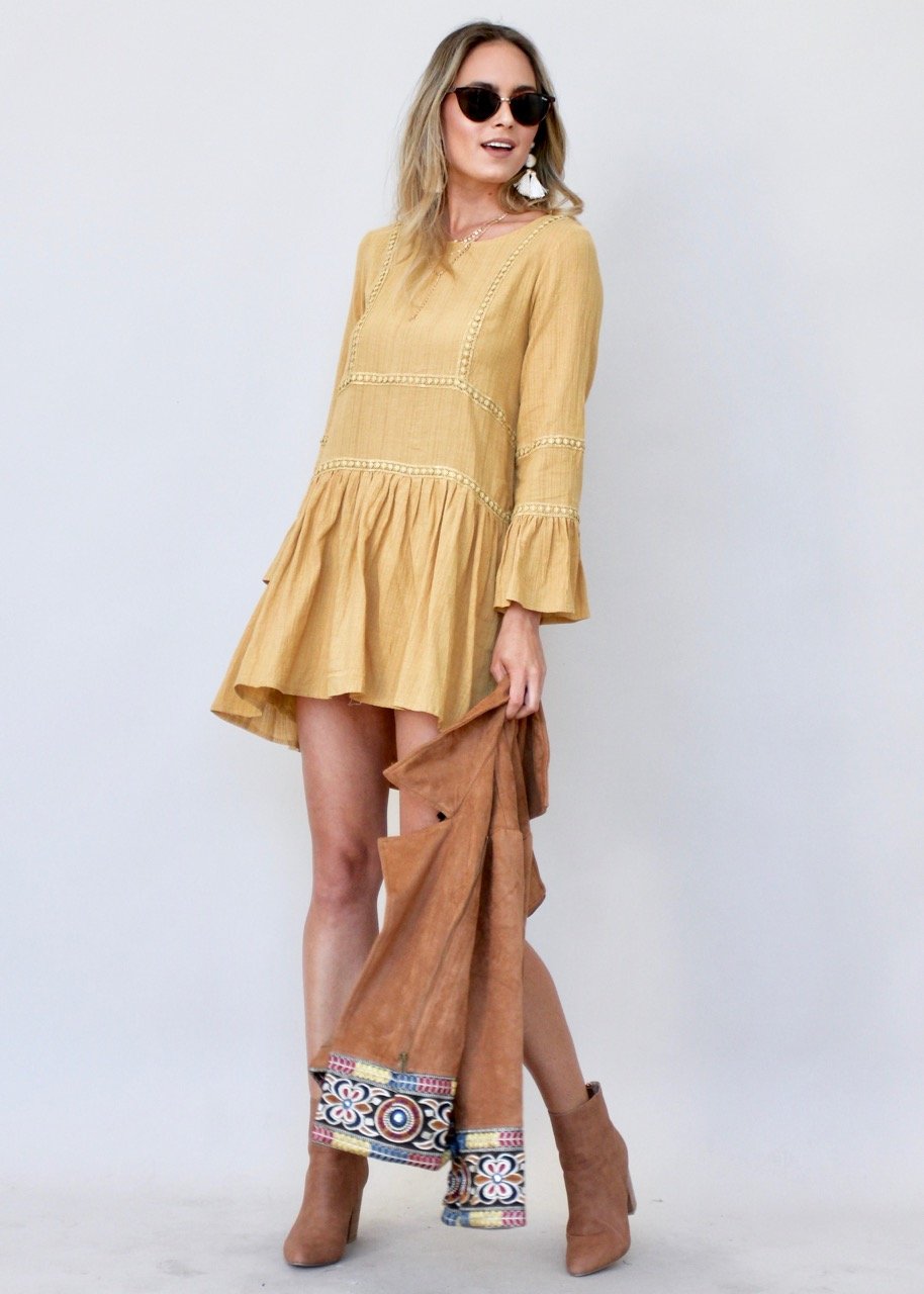 Total Bliss Swing Dress - Mustard