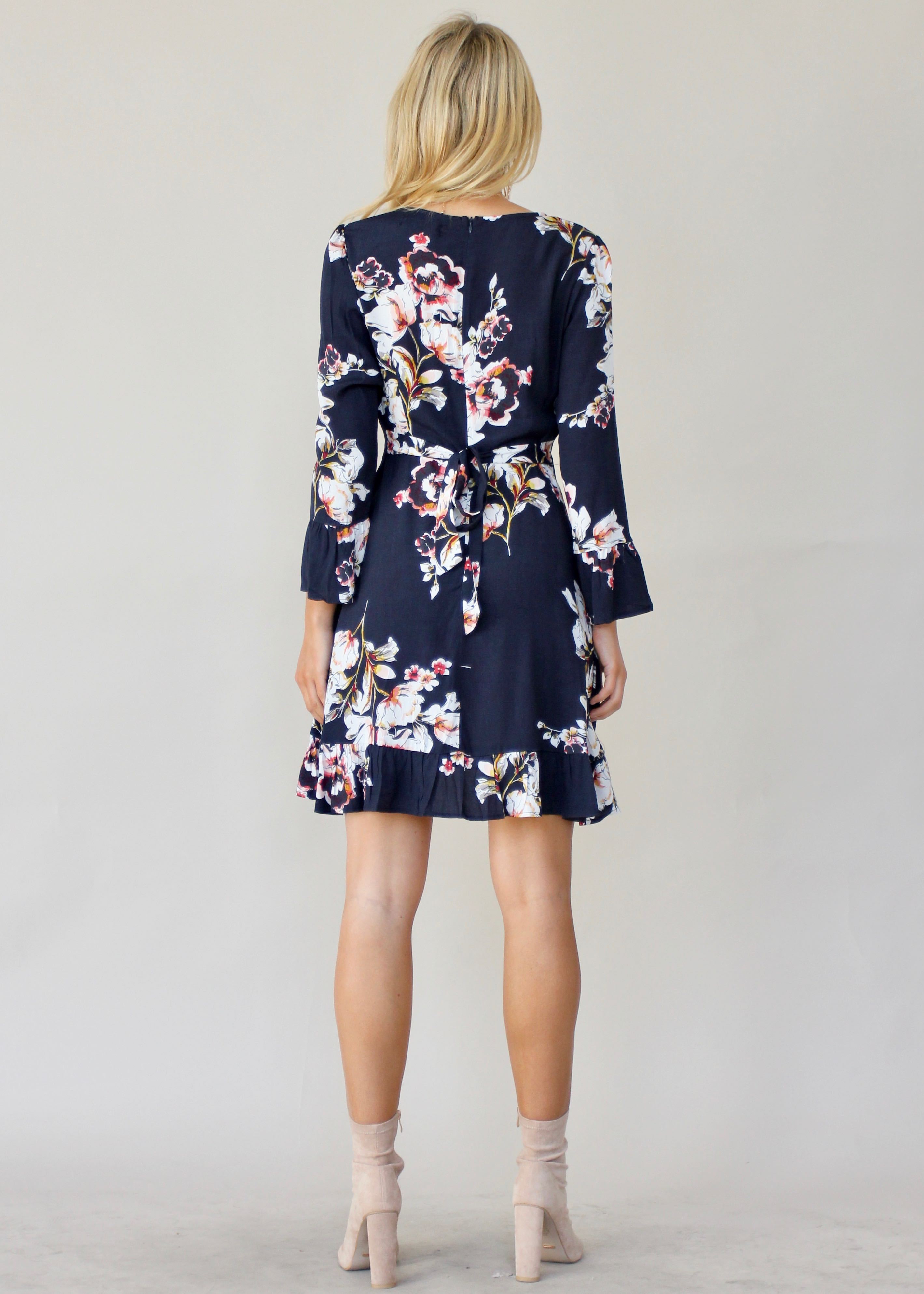 Avina Swing Dress - Navy Floral