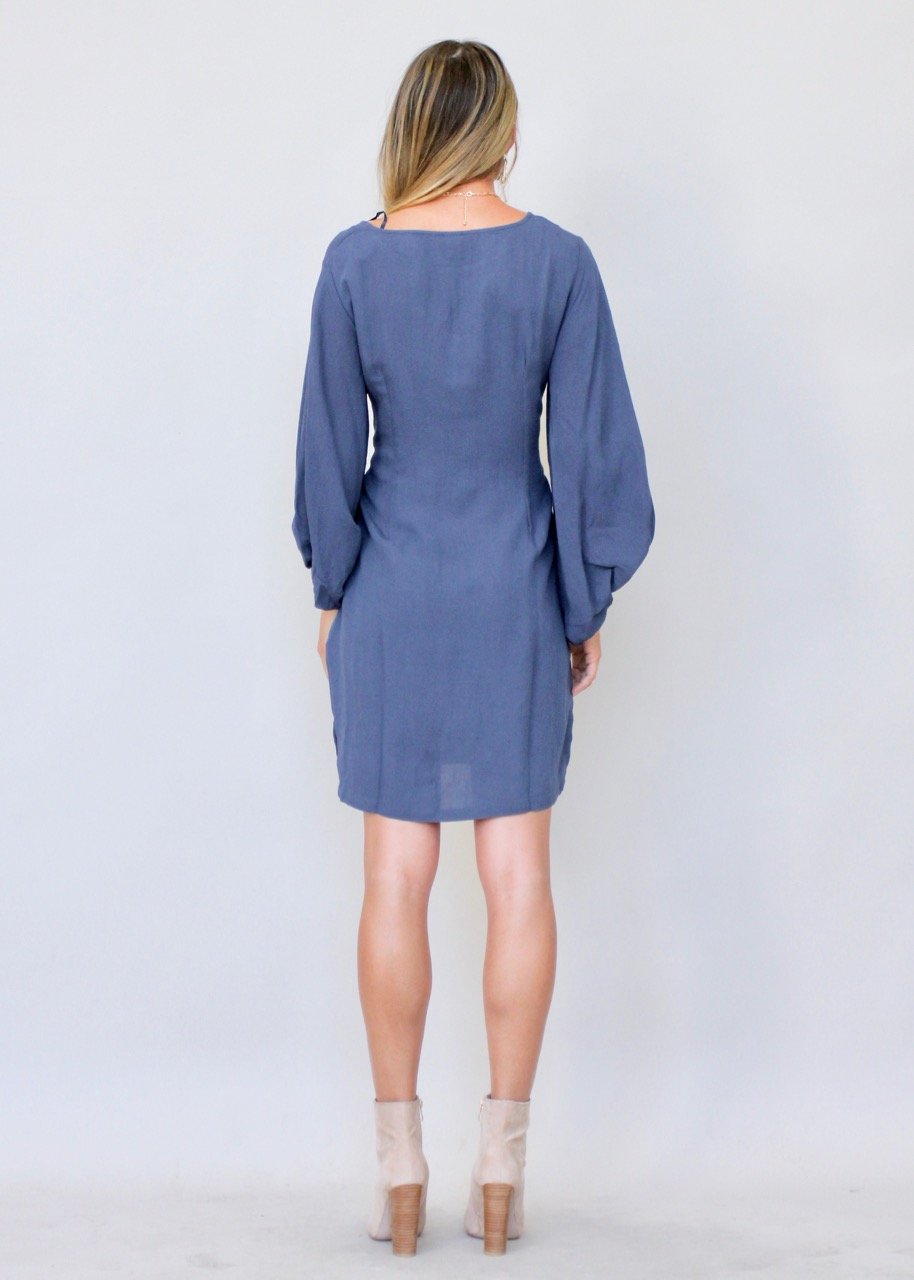 Maison Linen Tie Dress - Royal