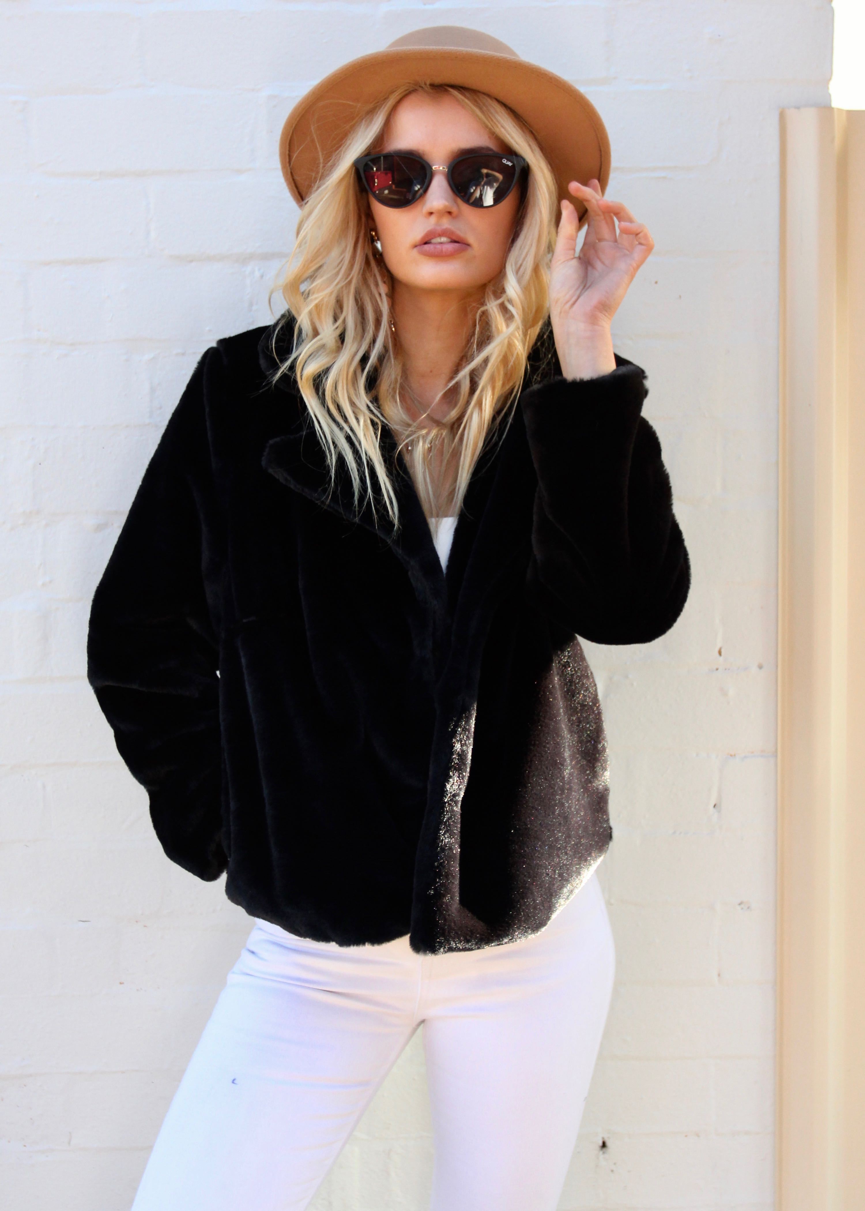 About A Girl Plush Jacket - Black