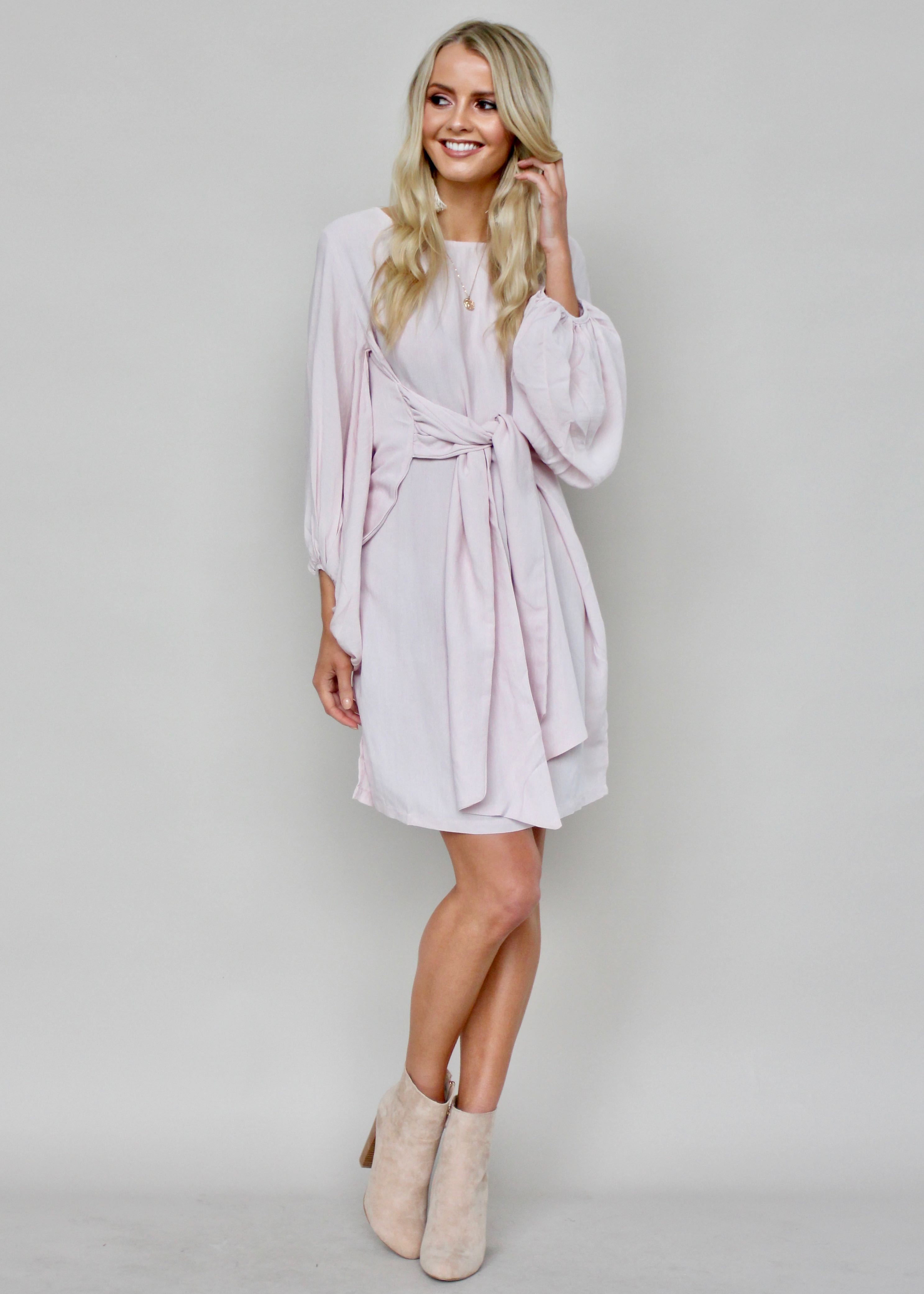 Maison Linen Tie Dress - Blush