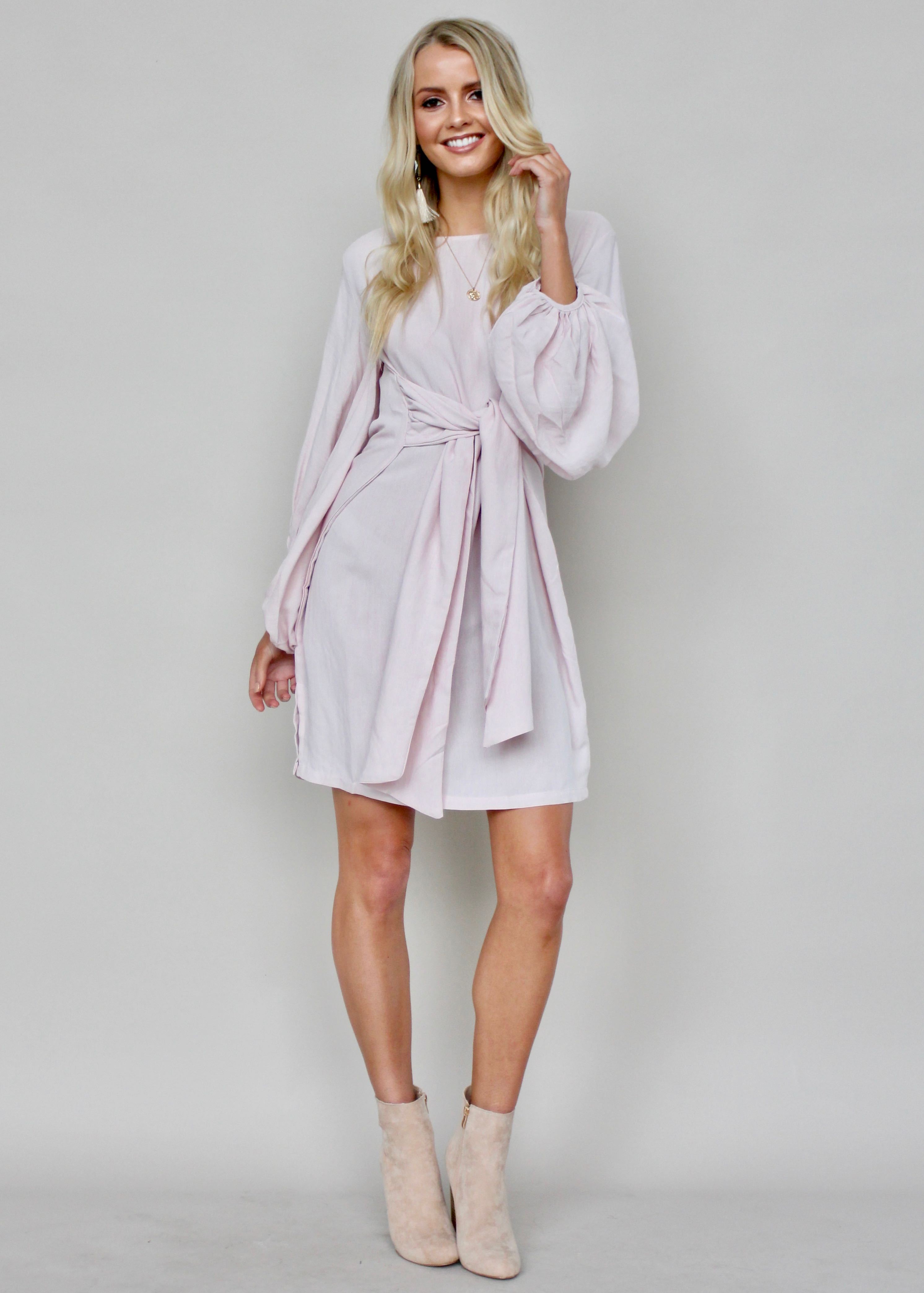 Maison Linen Tie Dress - Blush