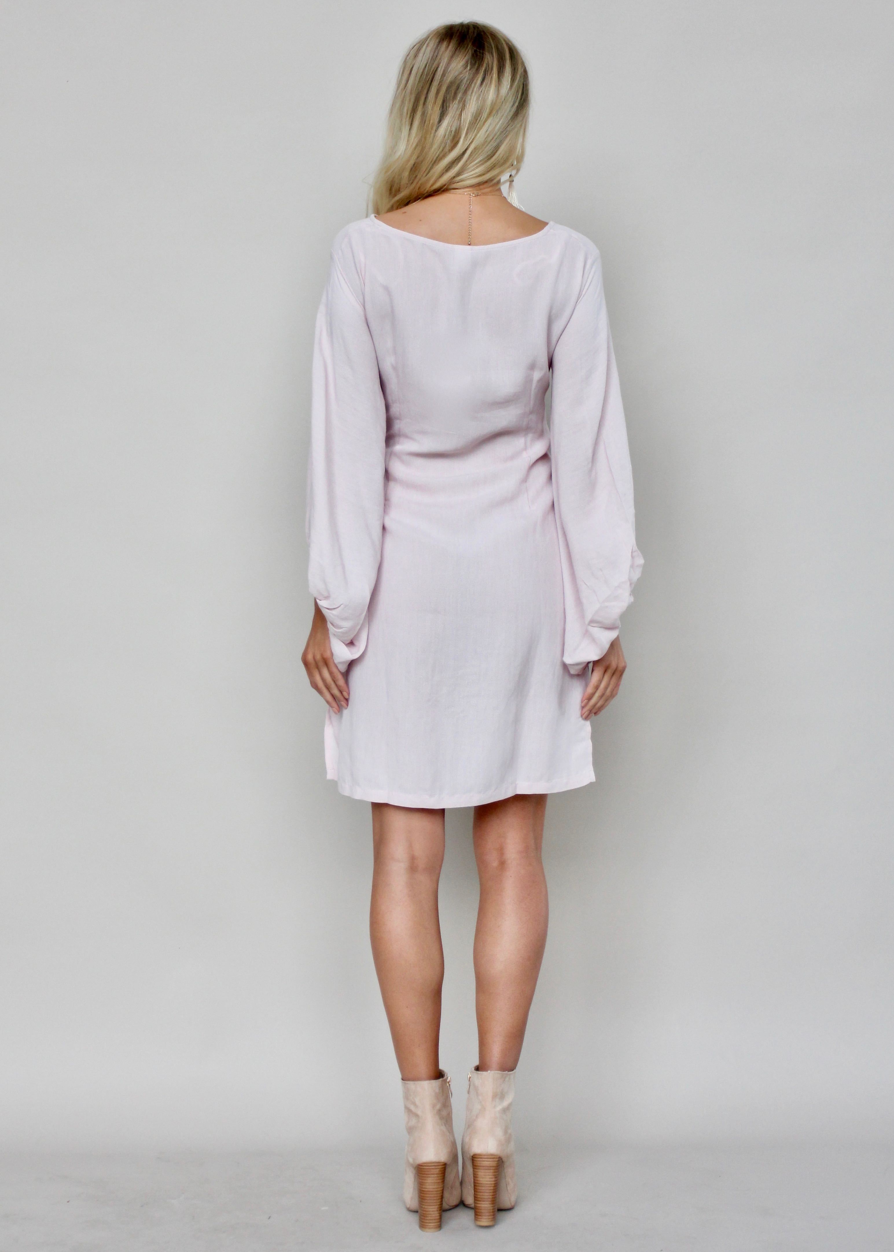 Maison Linen Tie Dress - Blush