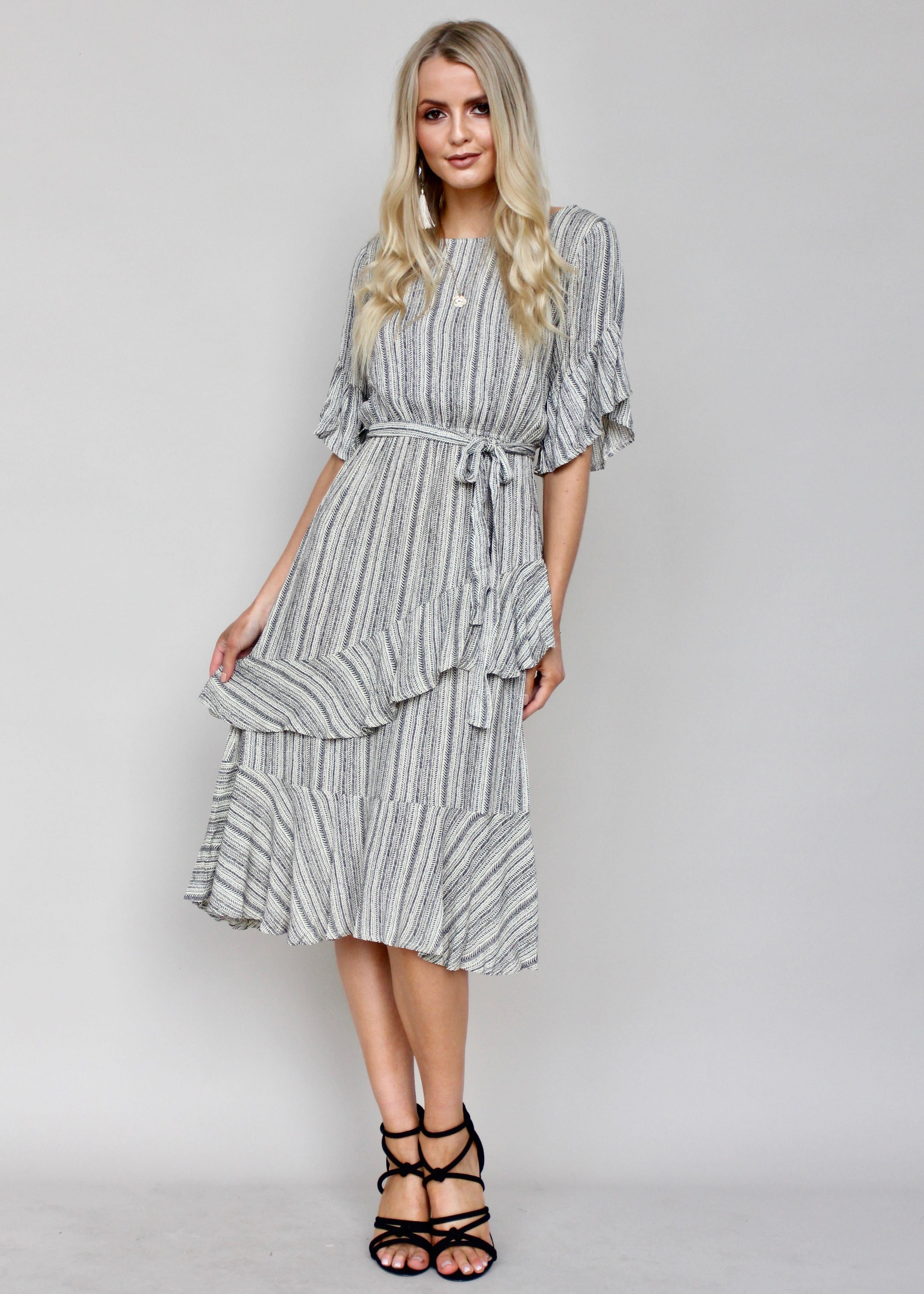 The Right Path Midi Dress - Black/Beige