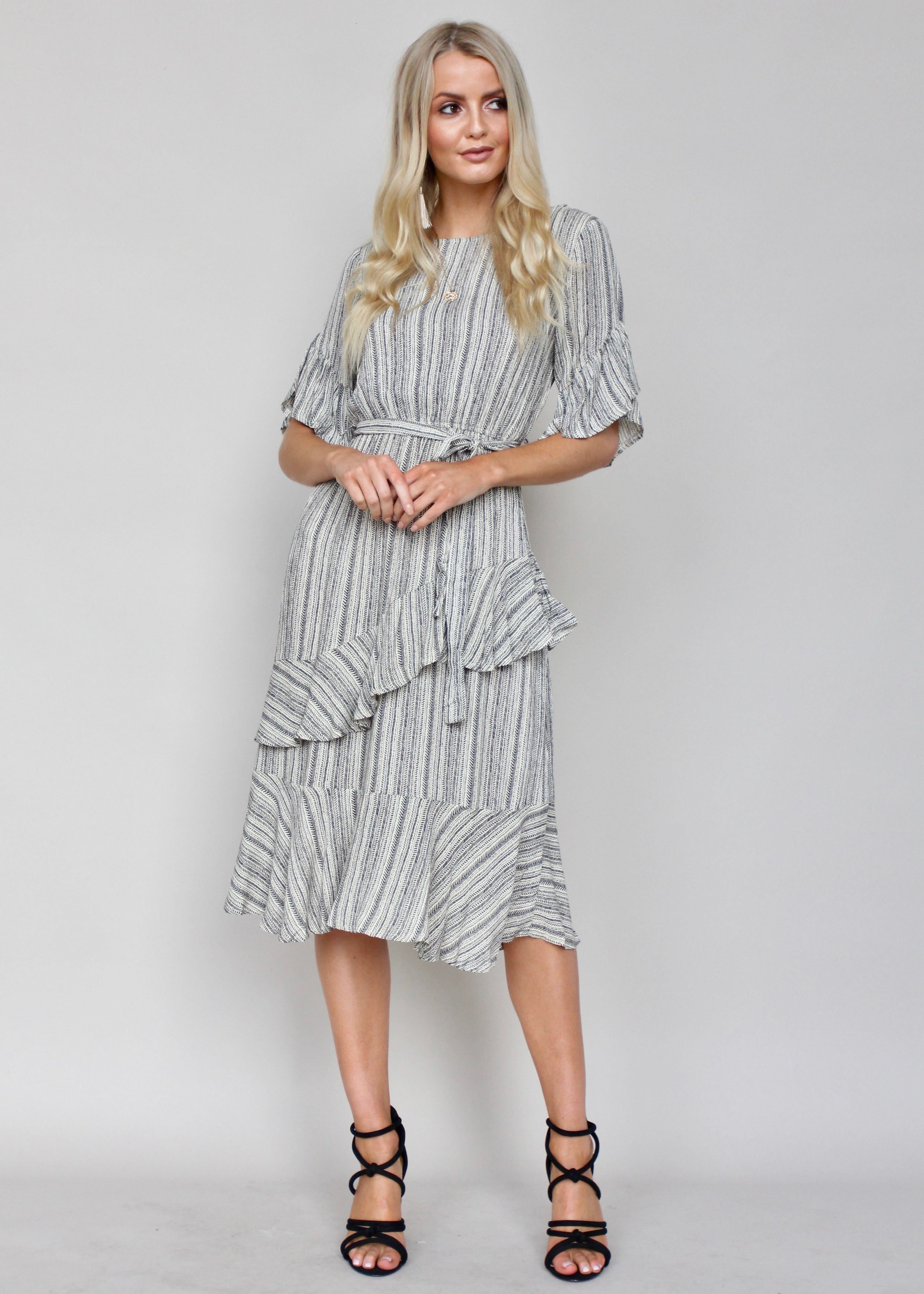 The Right Path Midi Dress - Black/Beige