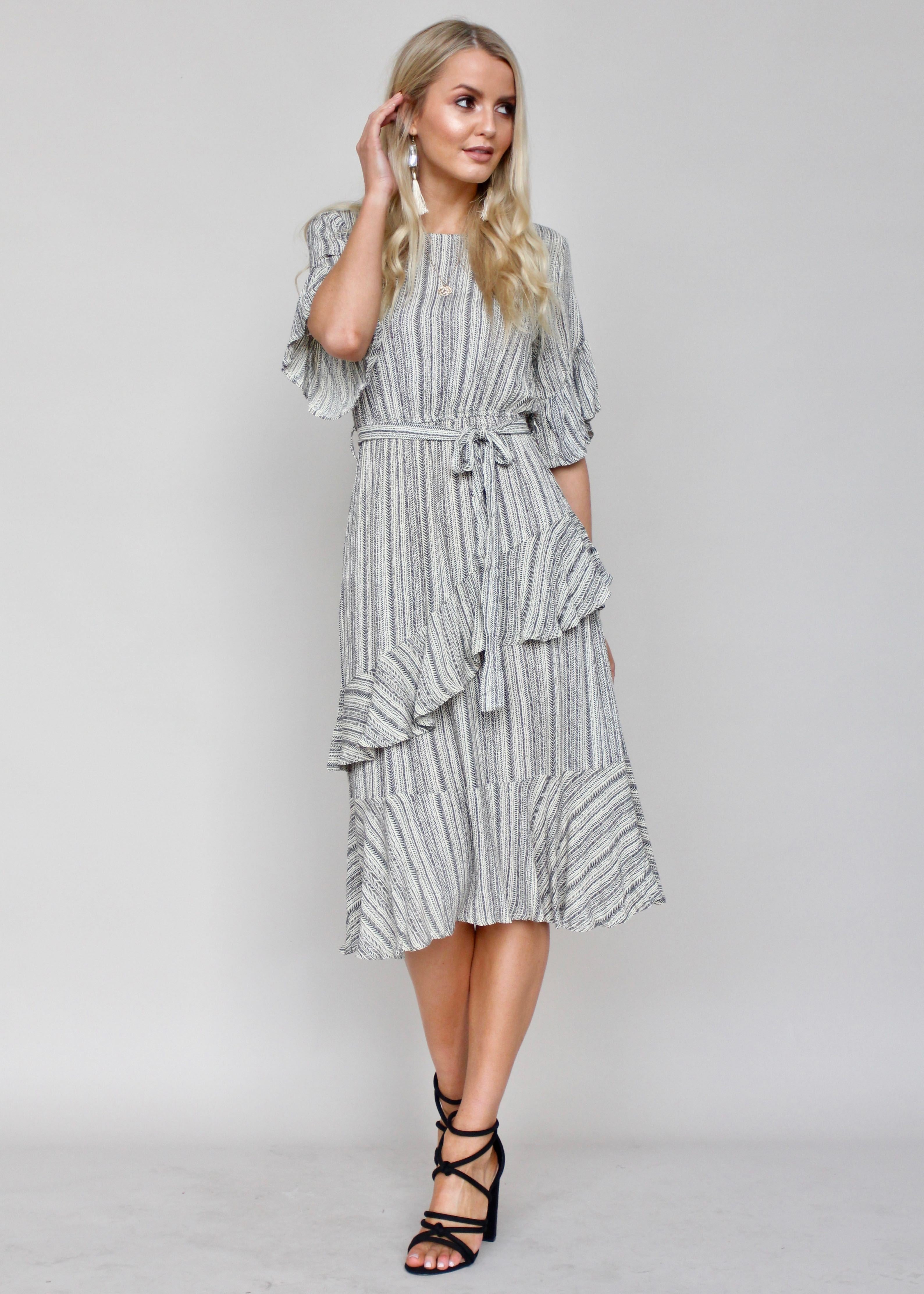 The Right Path Midi Dress - Black/Beige