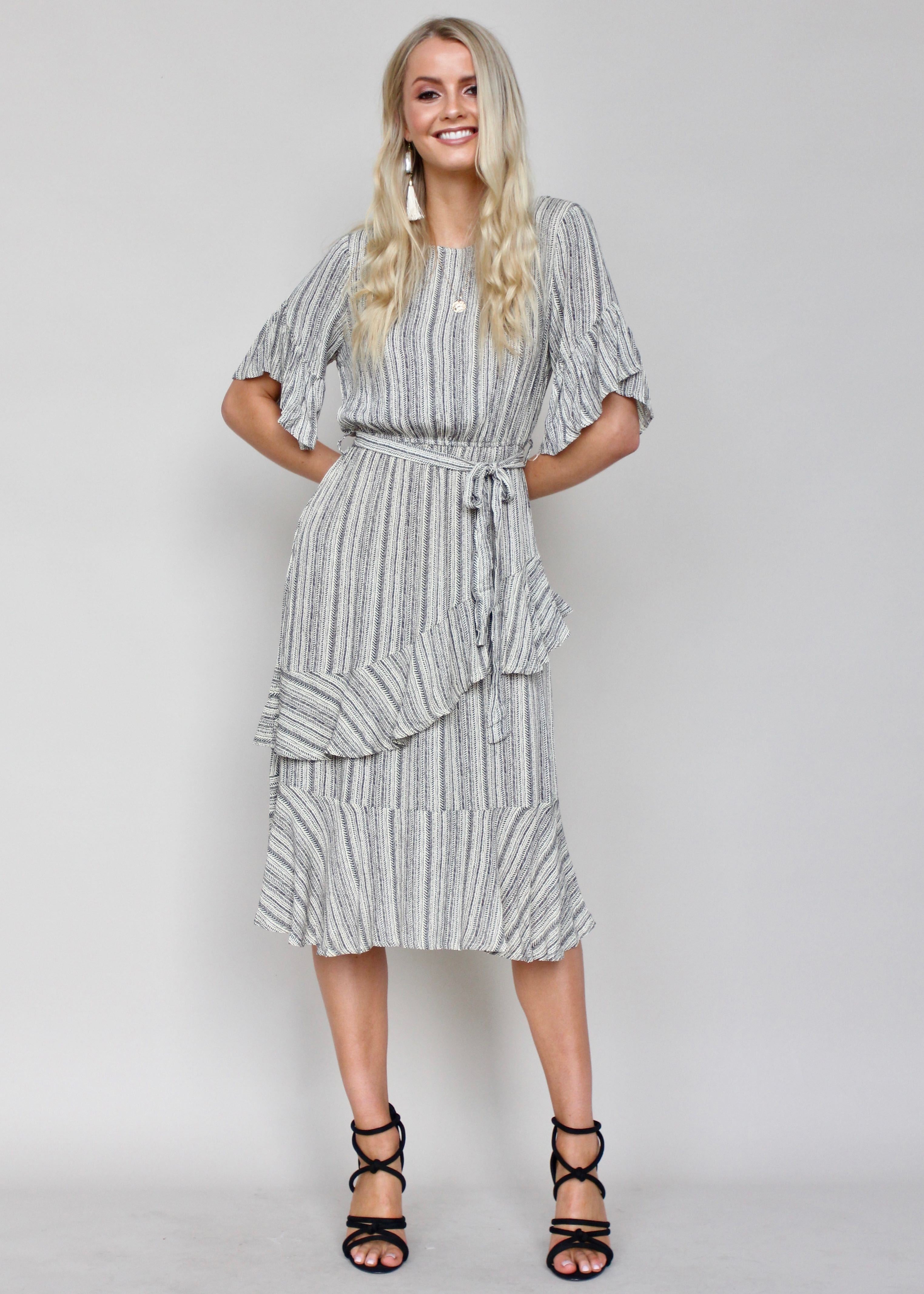 The Right Path Midi Dress - Black/Beige