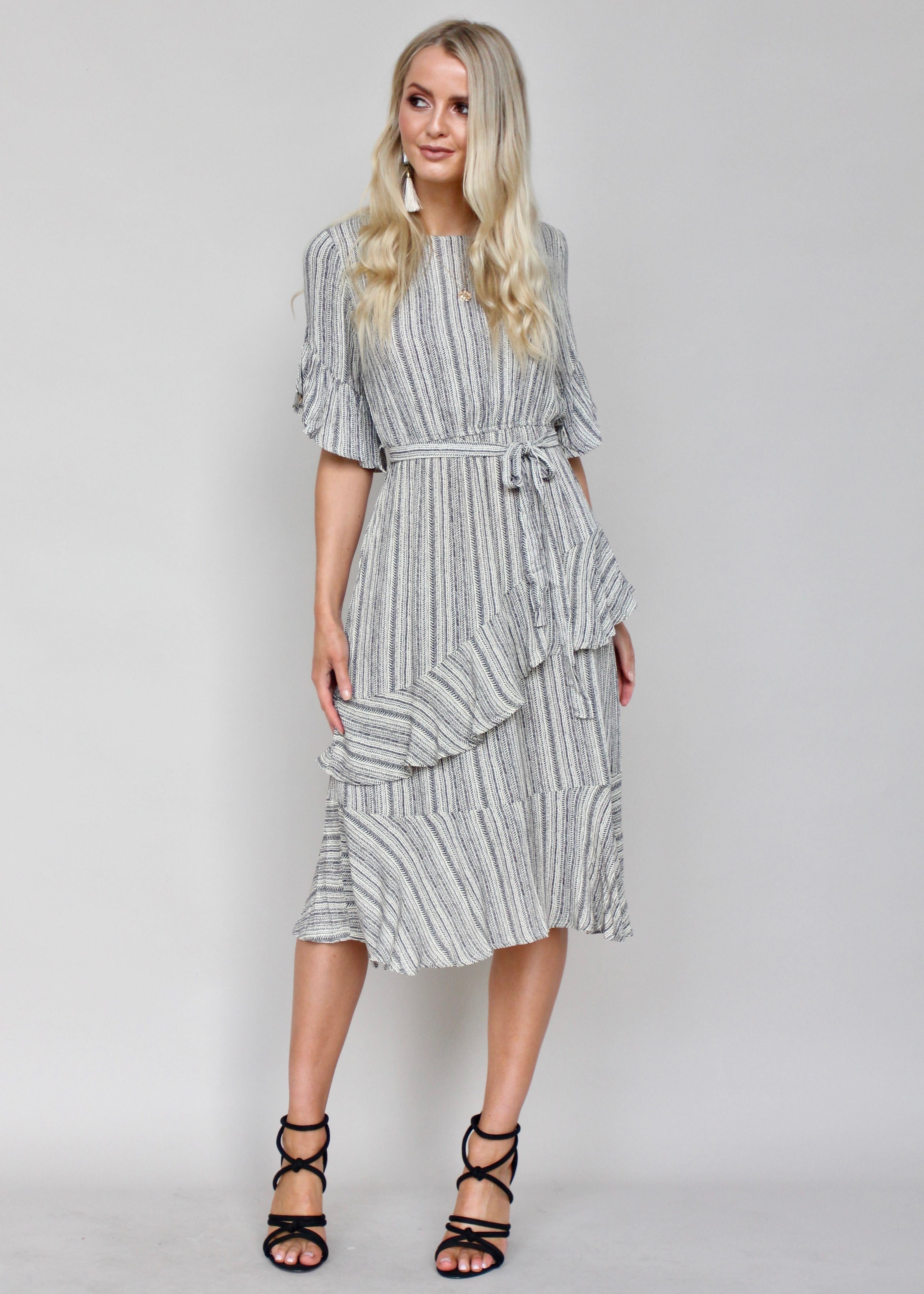 The Right Path Midi Dress - Black/Beige