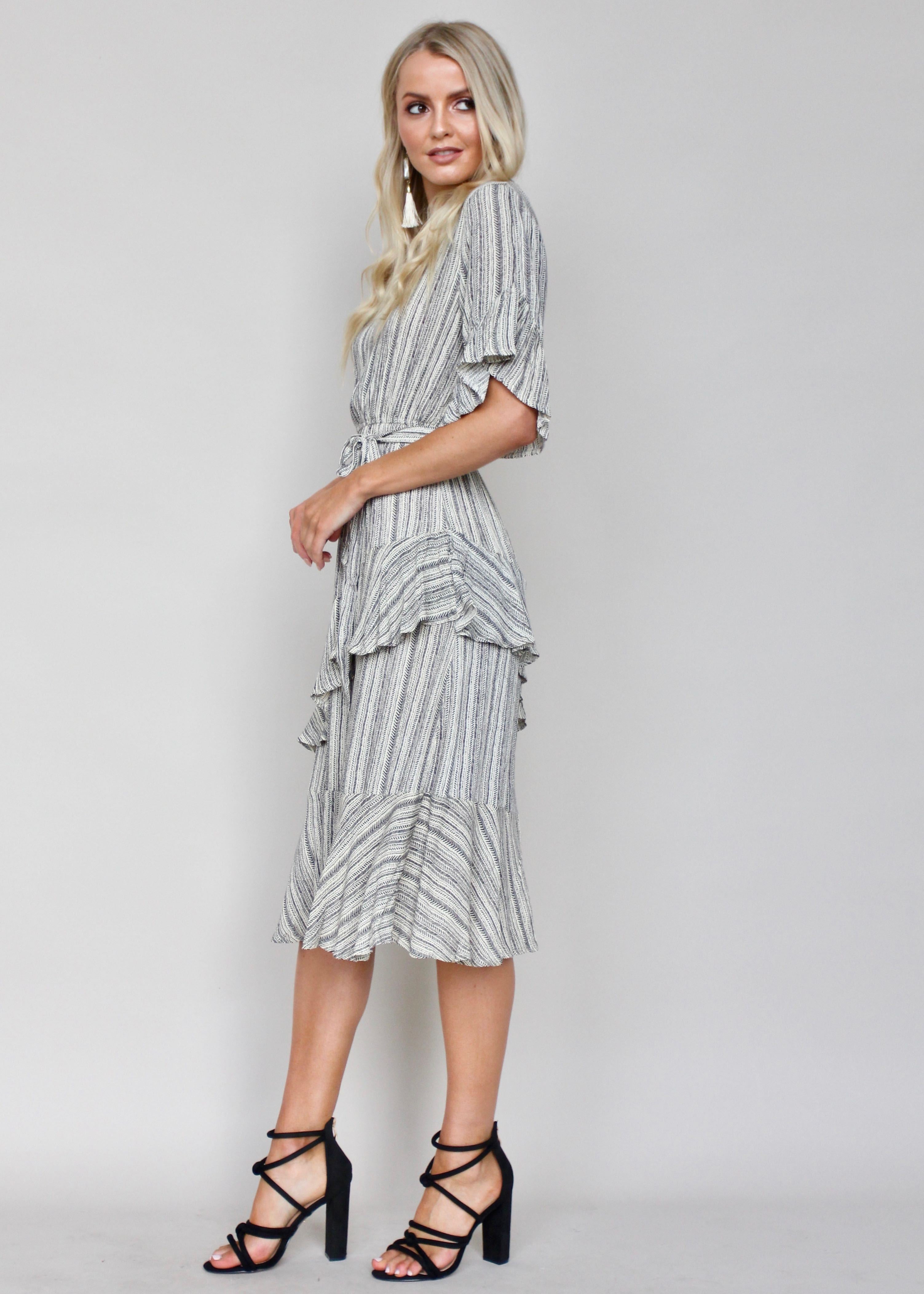 The Right Path Midi Dress - Black/Beige