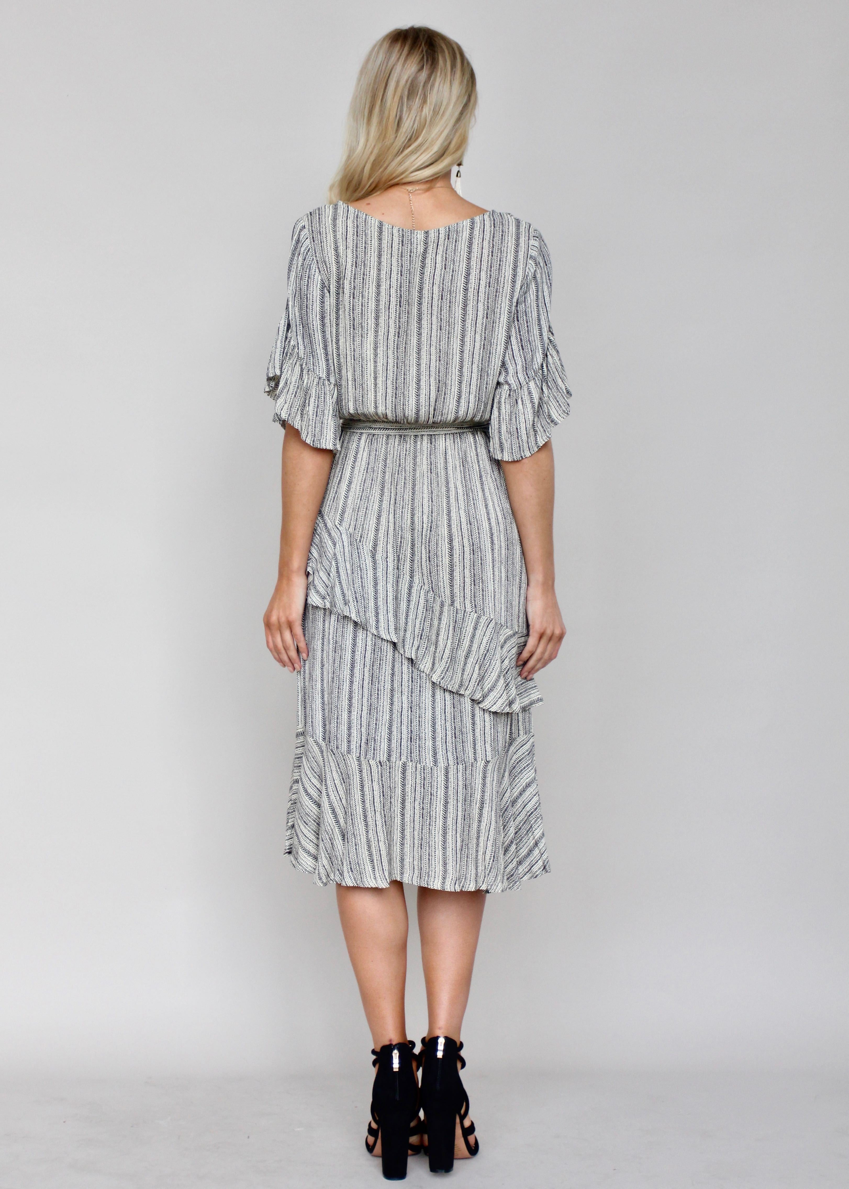 The Right Path Midi Dress - Black/Beige