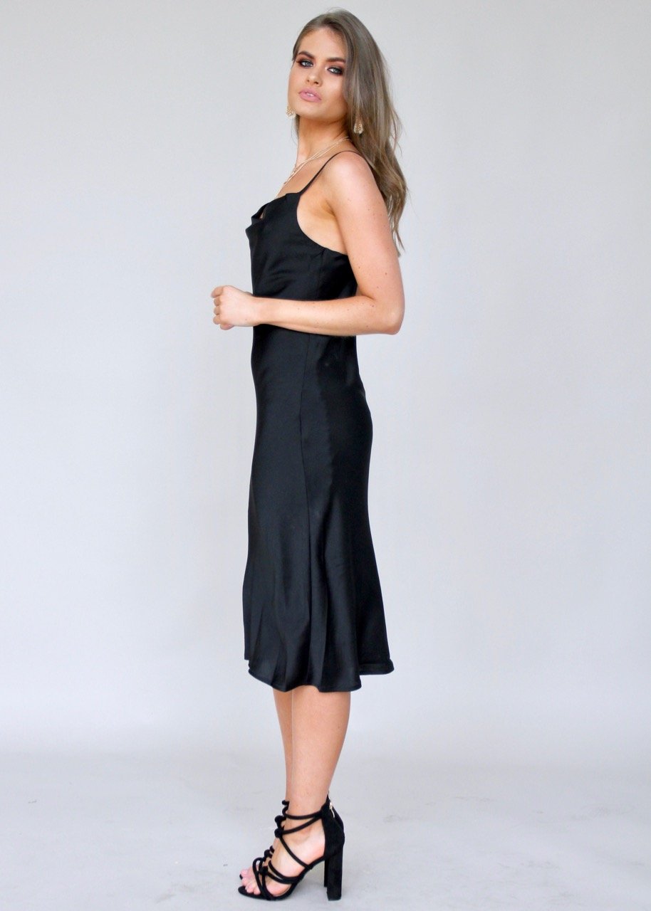 Bespoke Slip Midi Dress - Black