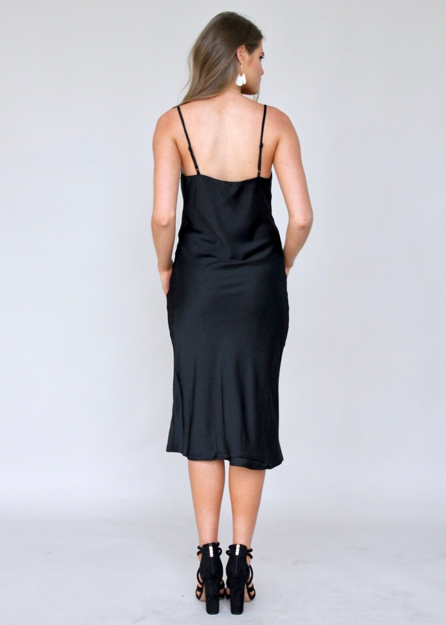 Bespoke Slip Midi Dress - Black