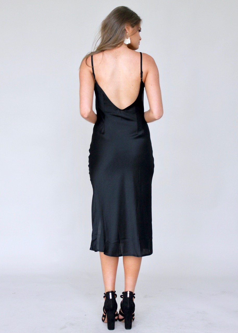 Amelie Slip Midi Dress - Black