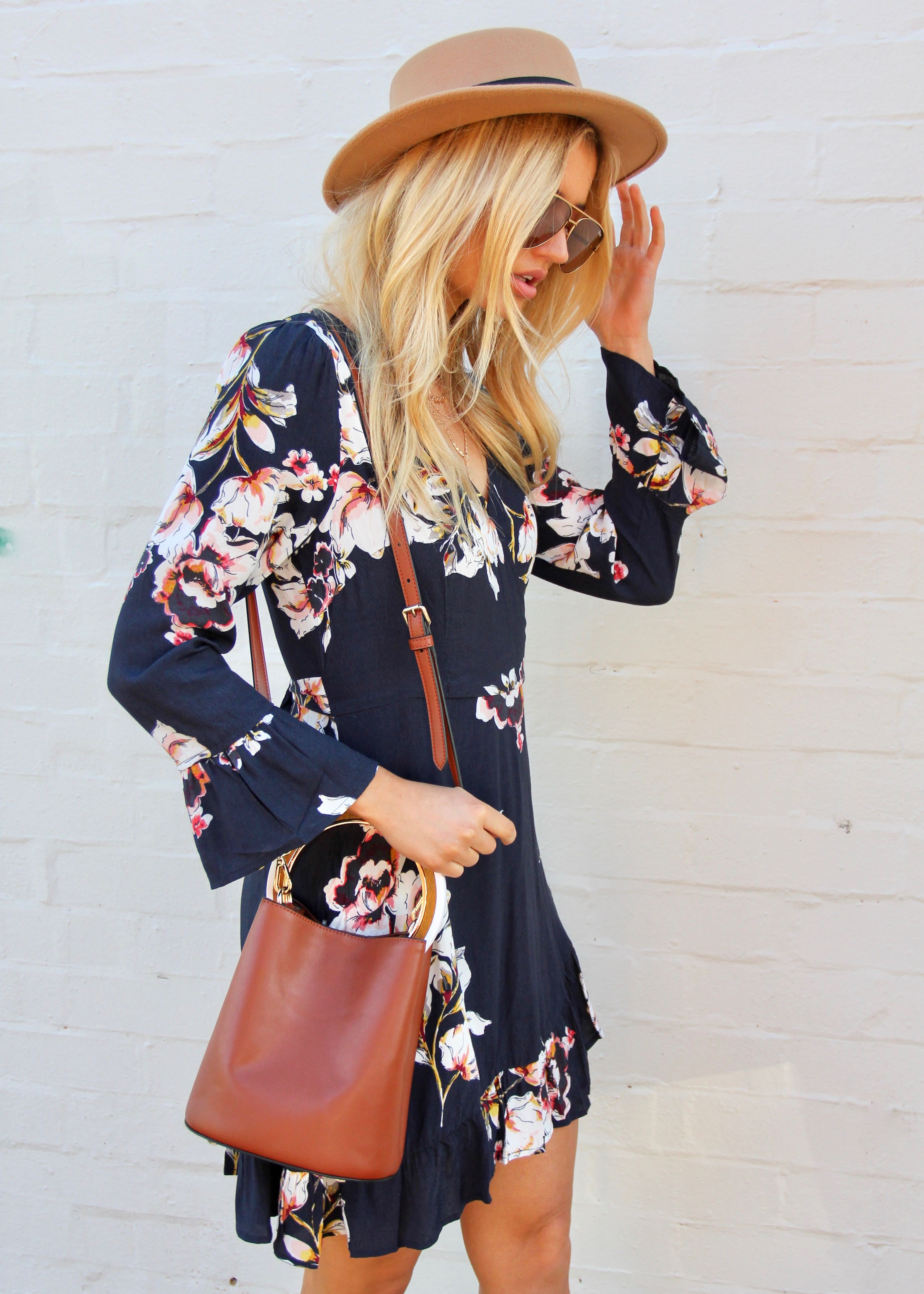 Avina Swing Dress - Navy Floral