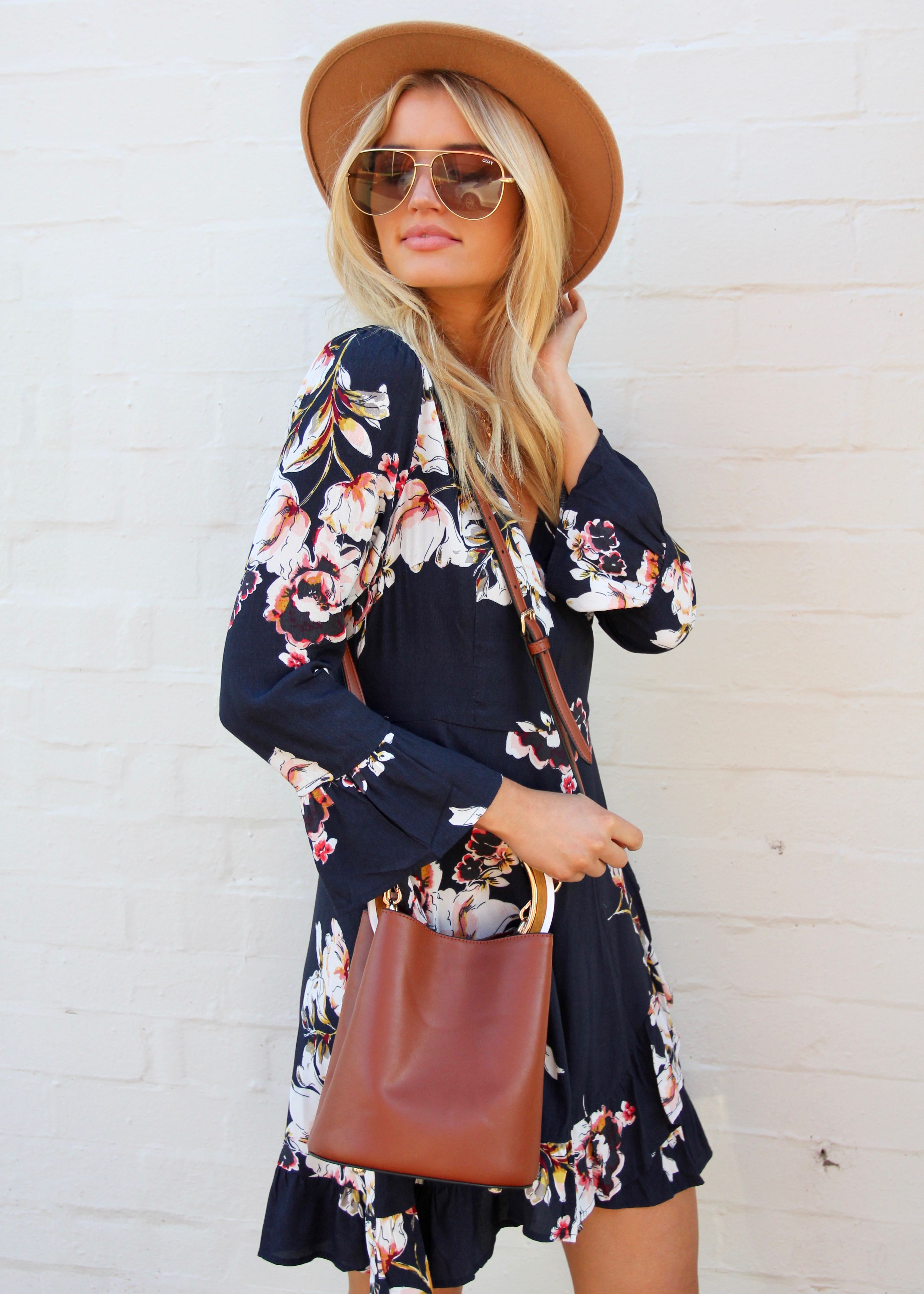 Avina Swing Dress - Navy Floral