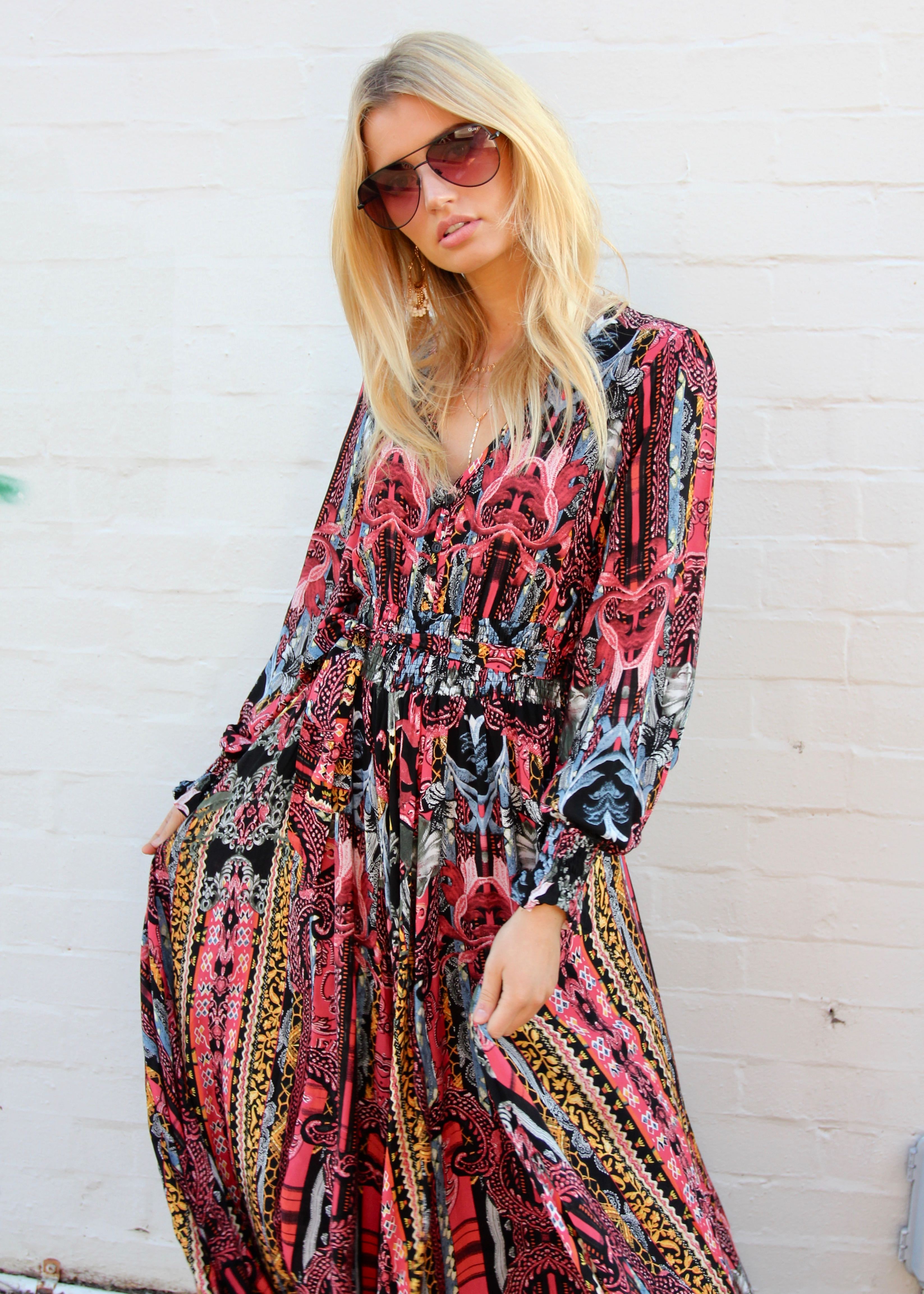Rae Maxi Dress w/ Tie - Eldorado
