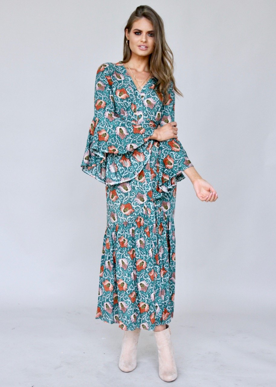 Everything Is Love Maxi Dress - Emerald Bloom