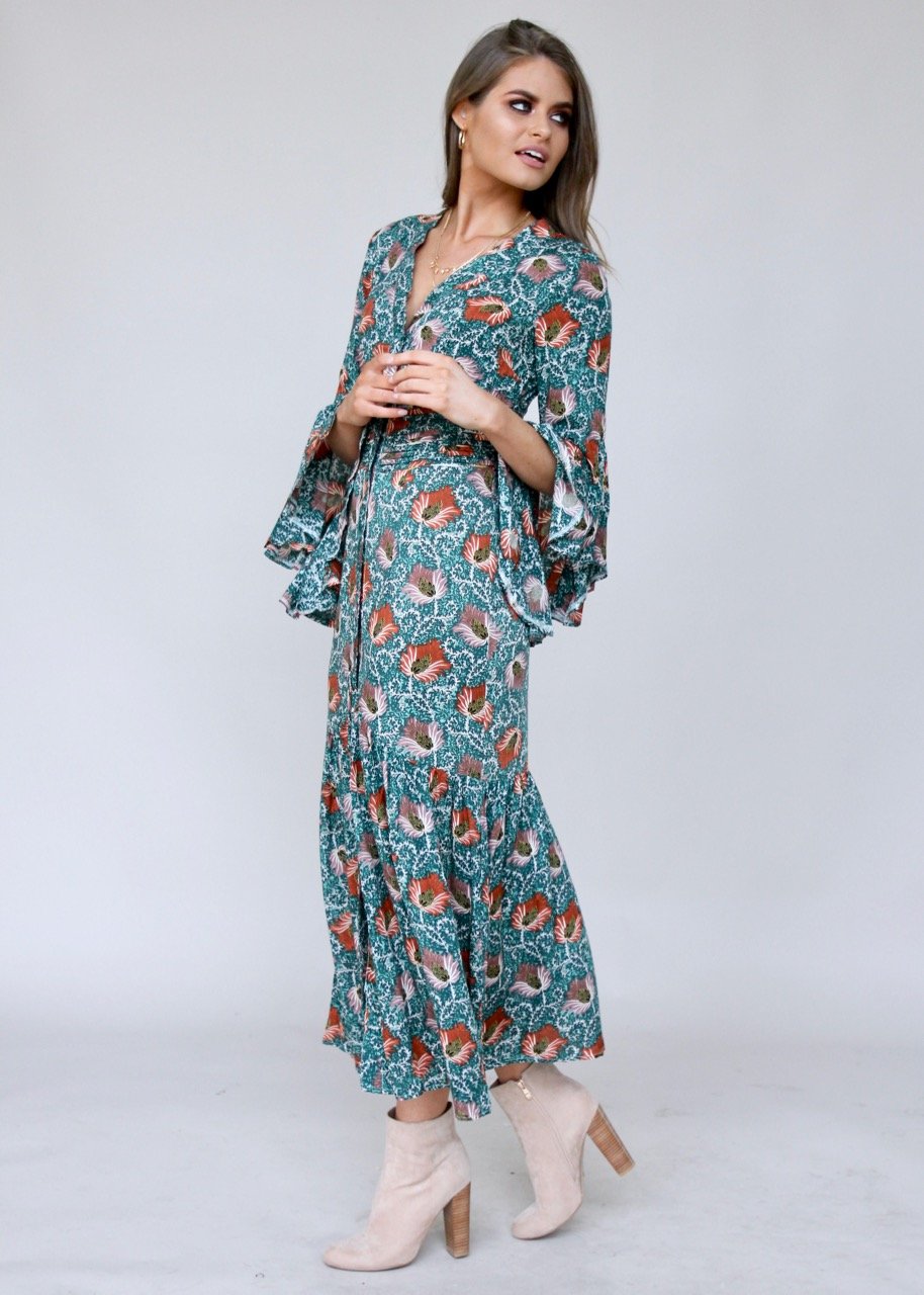 Everything Is Love Maxi Dress - Emerald Bloom