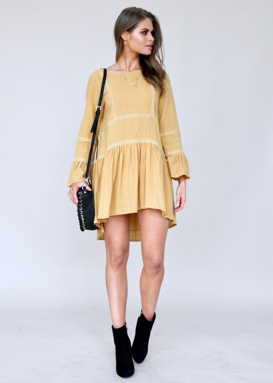 Total Bliss Swing Dress - Mustard