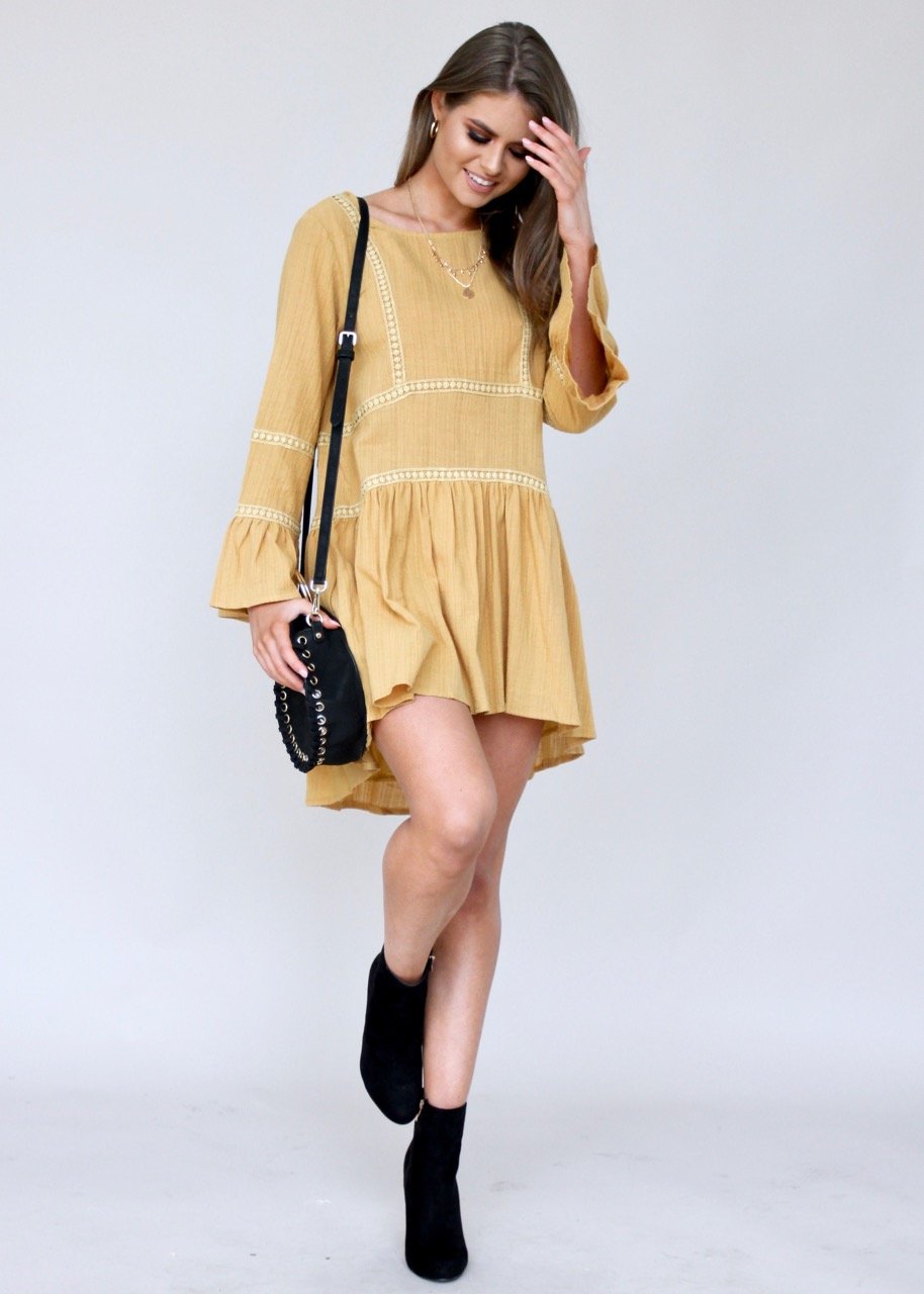 Total Bliss Swing Dress - Mustard