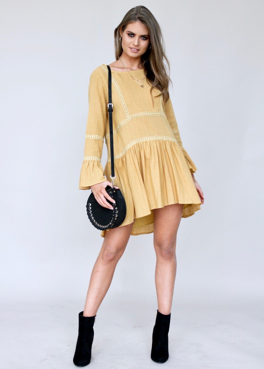Total Bliss Swing Dress - Mustard