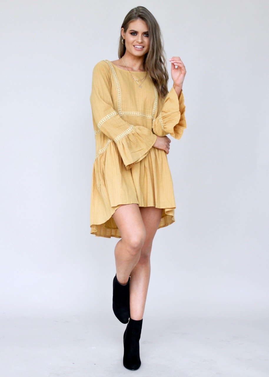 Total Bliss Swing Dress - Mustard