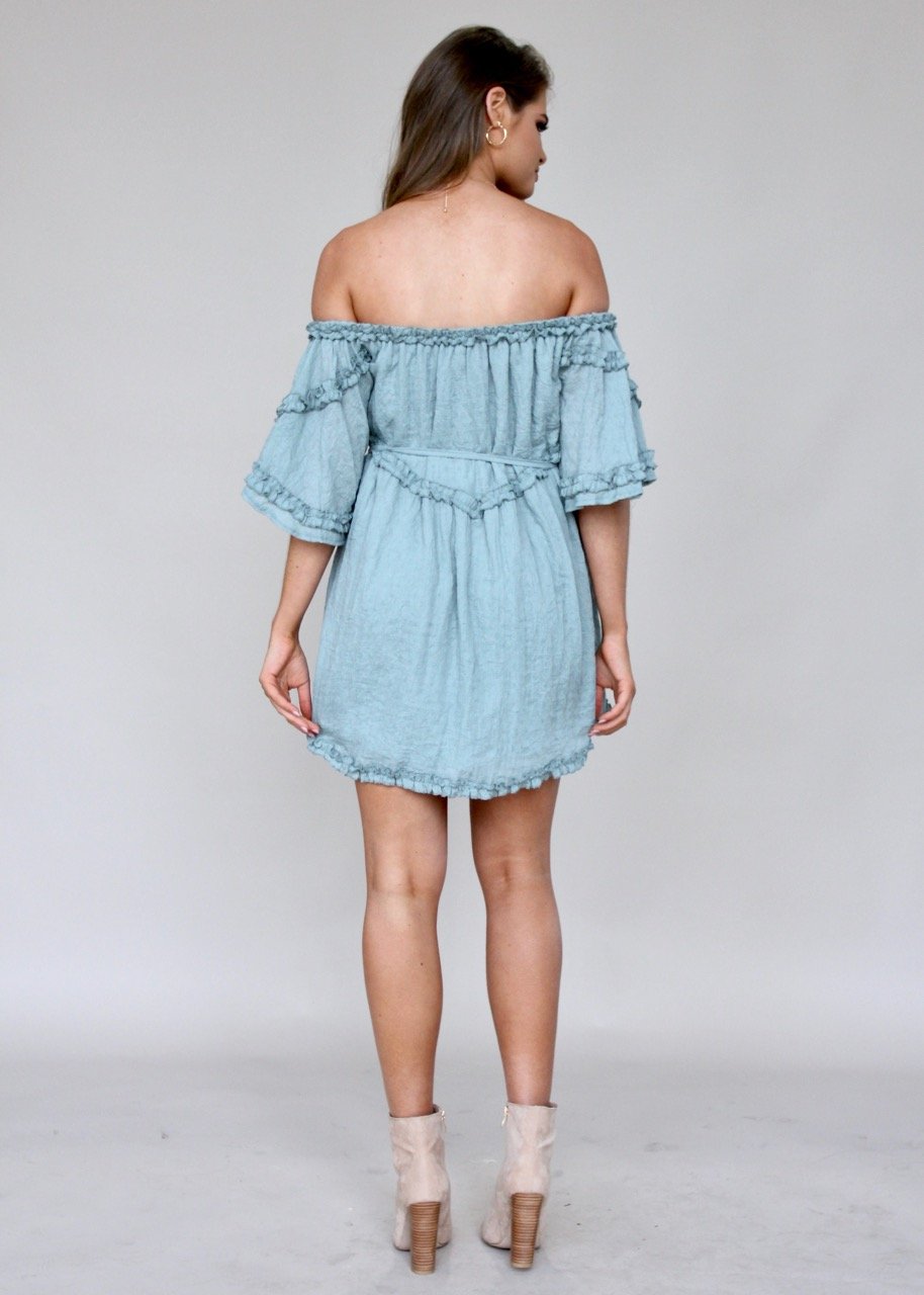 Sun Valley Off Shoulder Dress - Sage