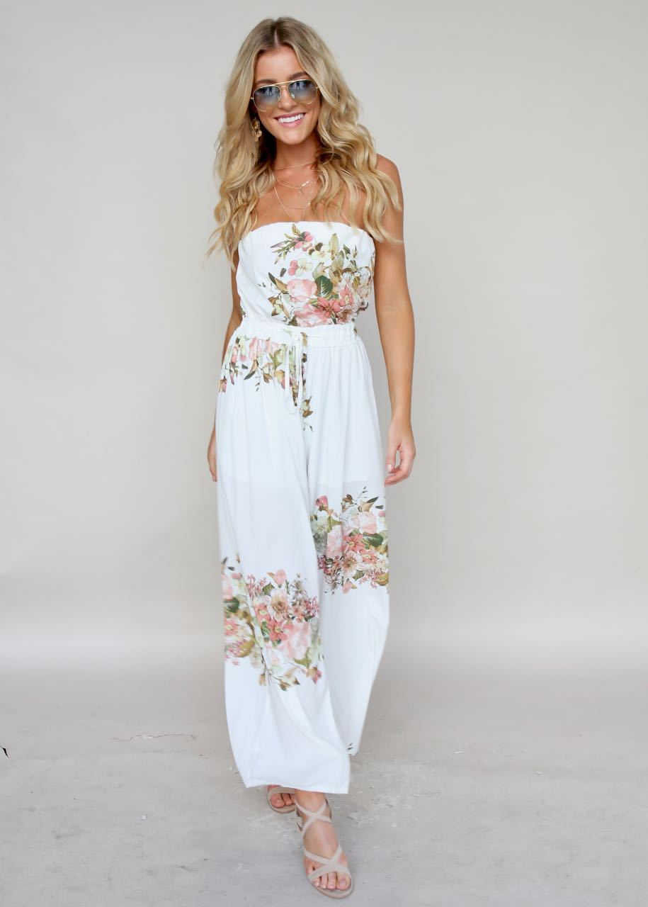 Luminous Love Strapless Pantsuit - Lillies