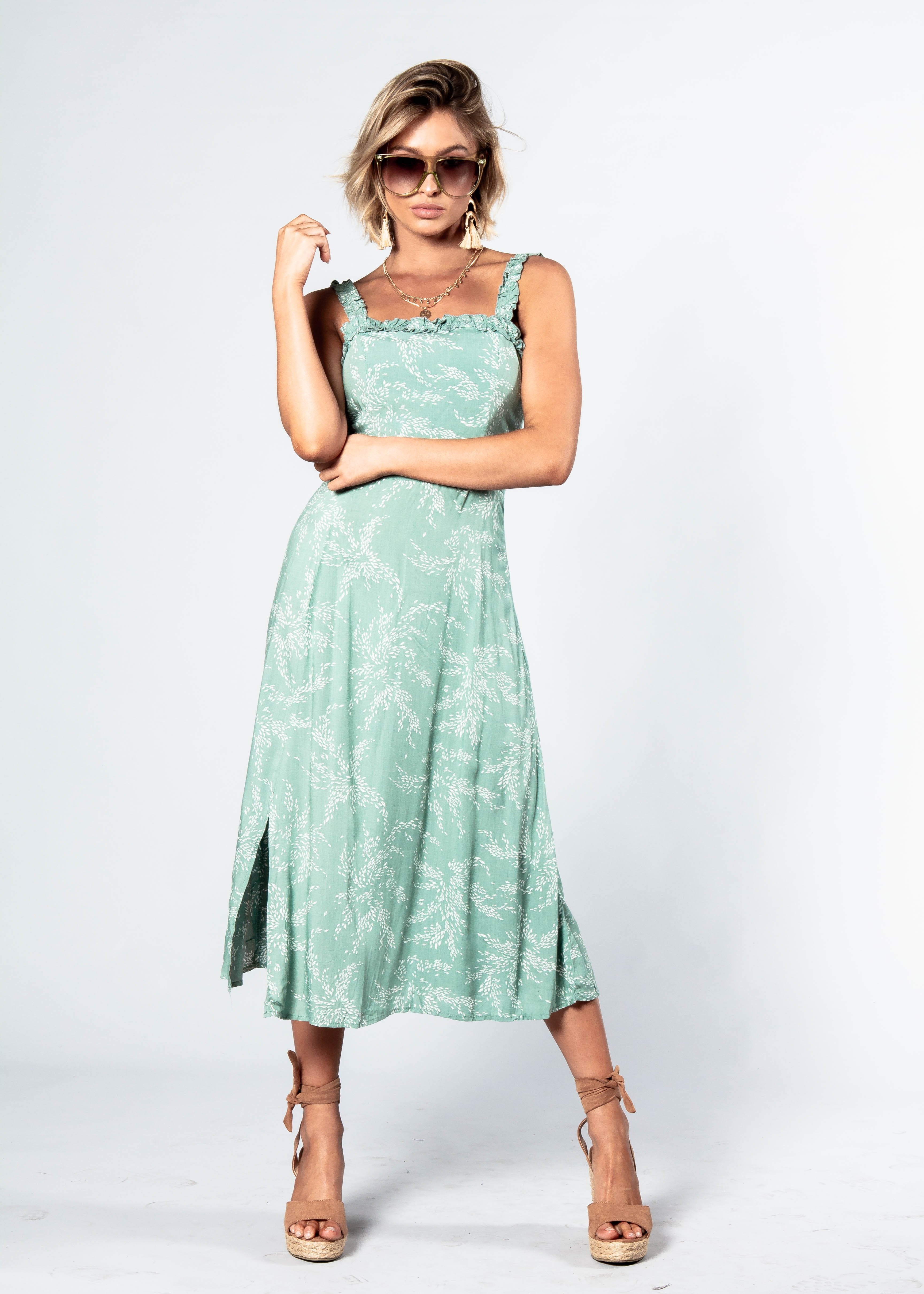 Katia Midi Dress - Sage Floral