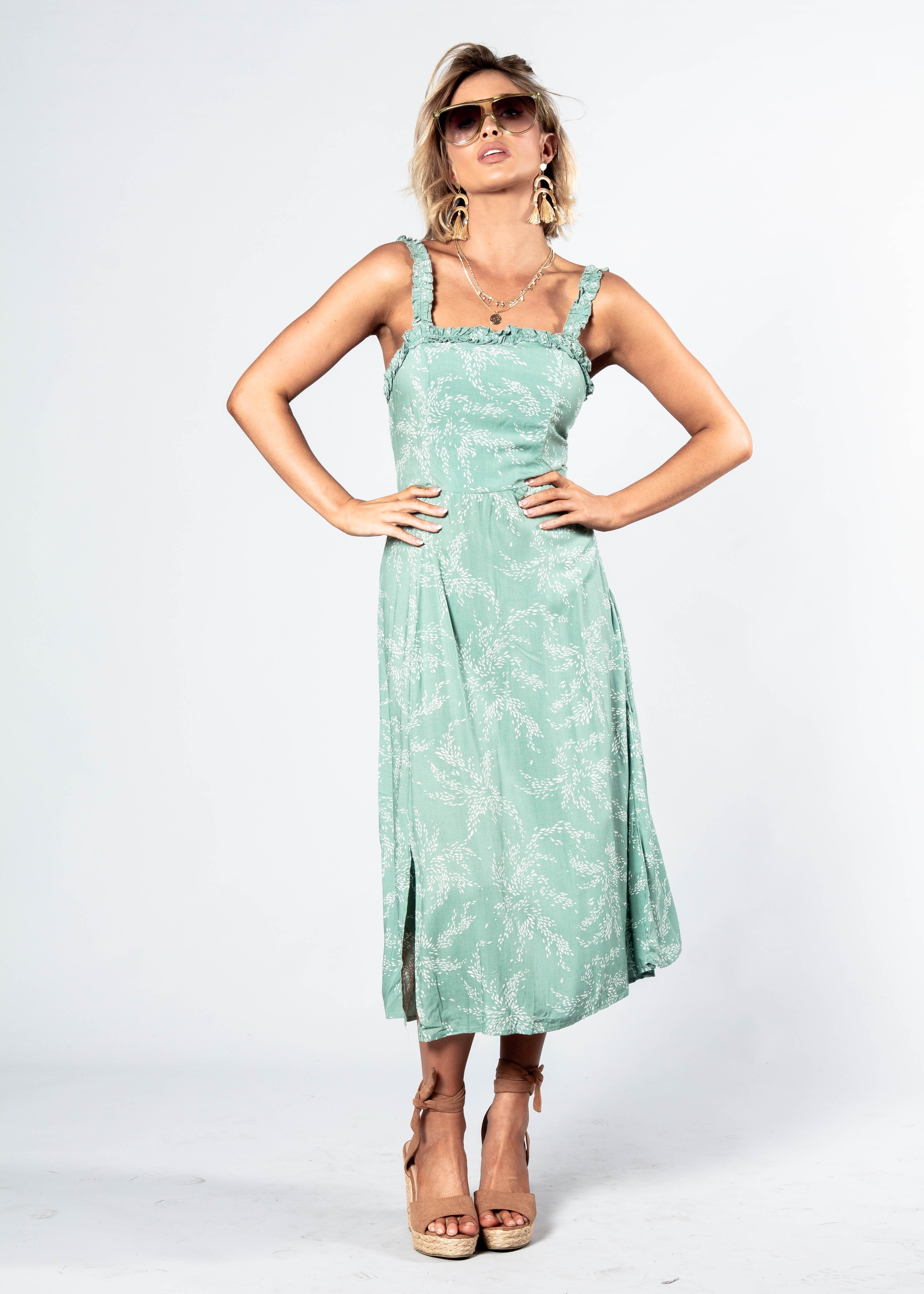 Katia Midi Dress - Sage Floral