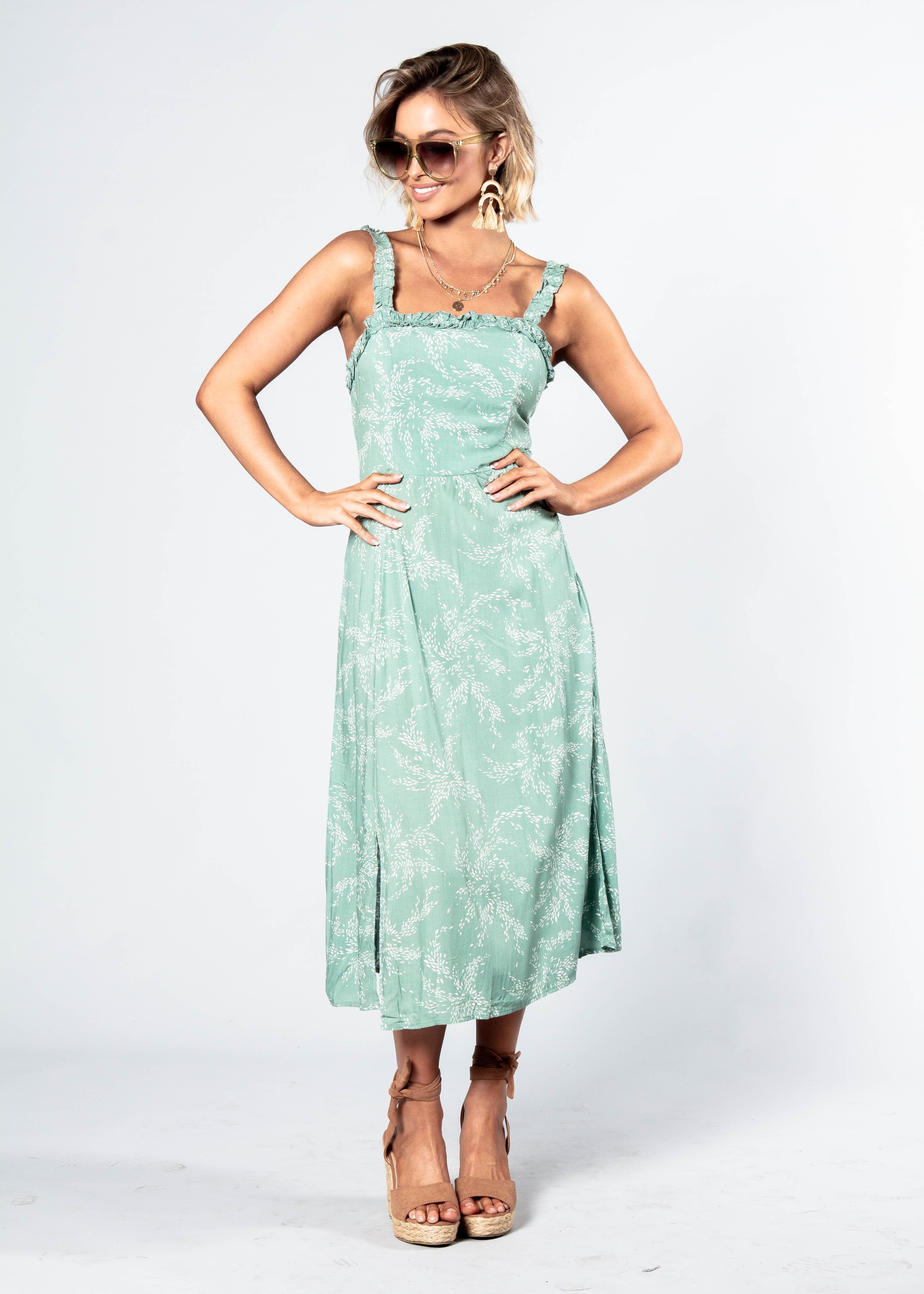 Katia Midi Dress - Sage Floral