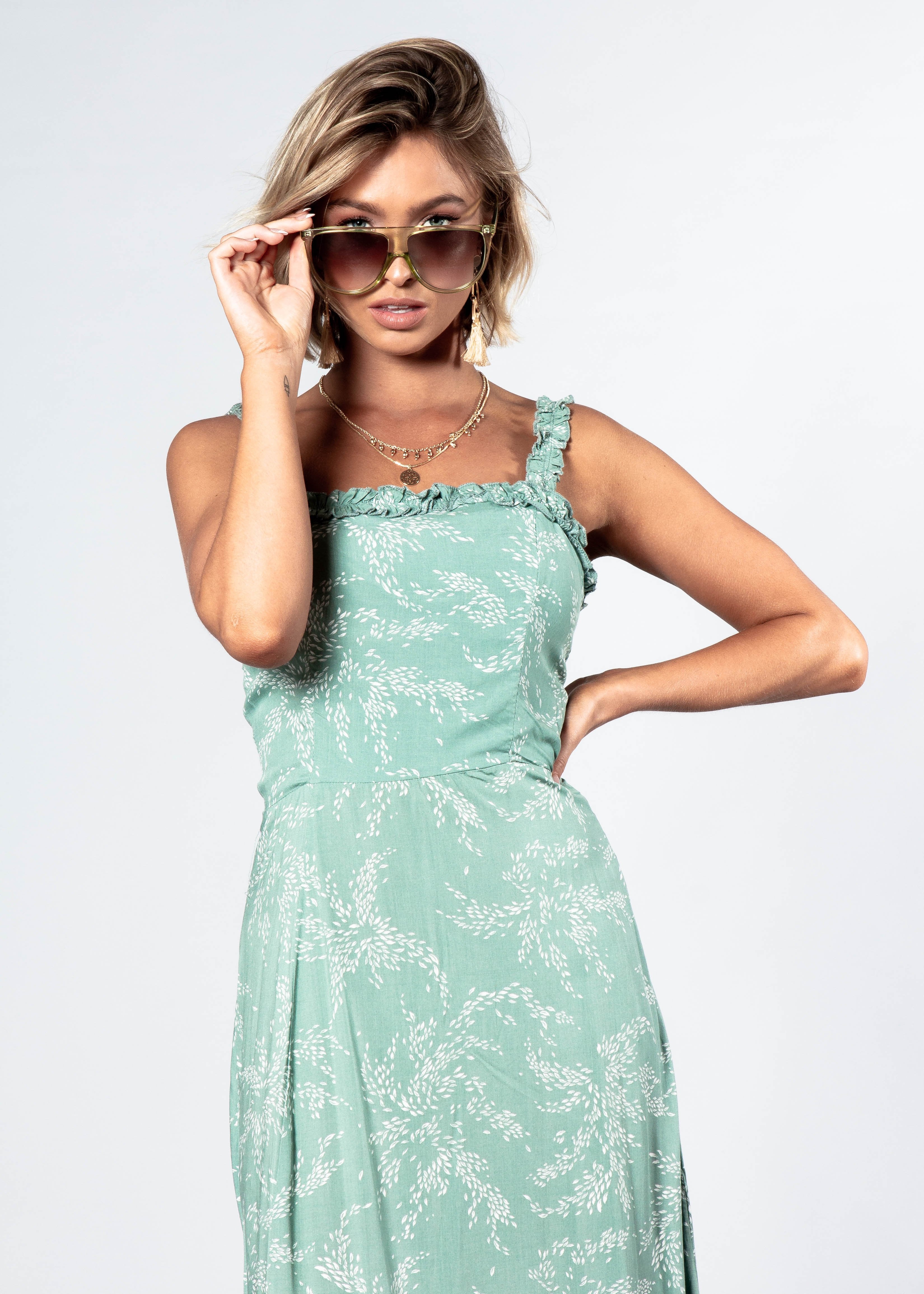Katia Midi Dress - Sage Floral