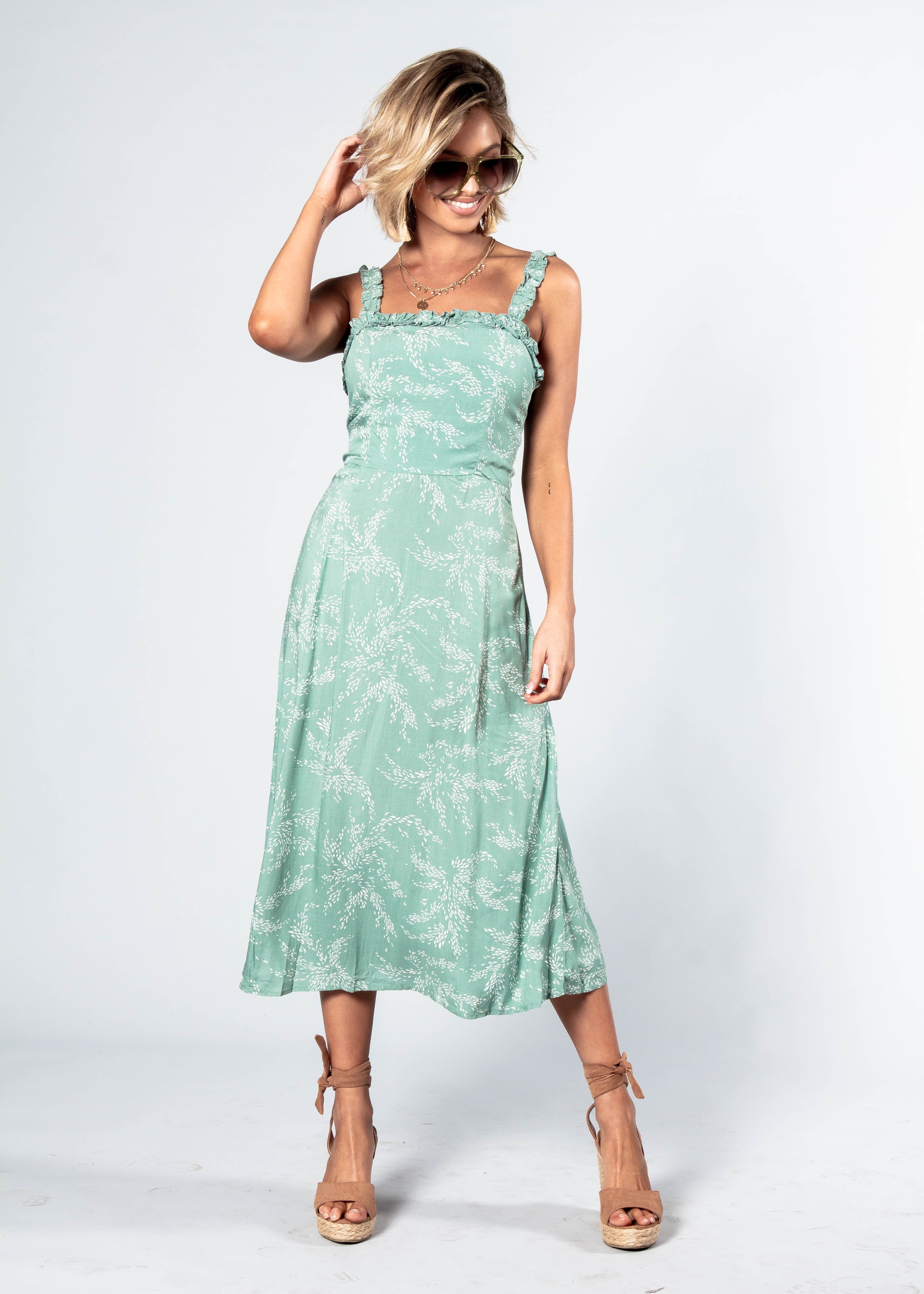 Katia Midi Dress - Sage Floral