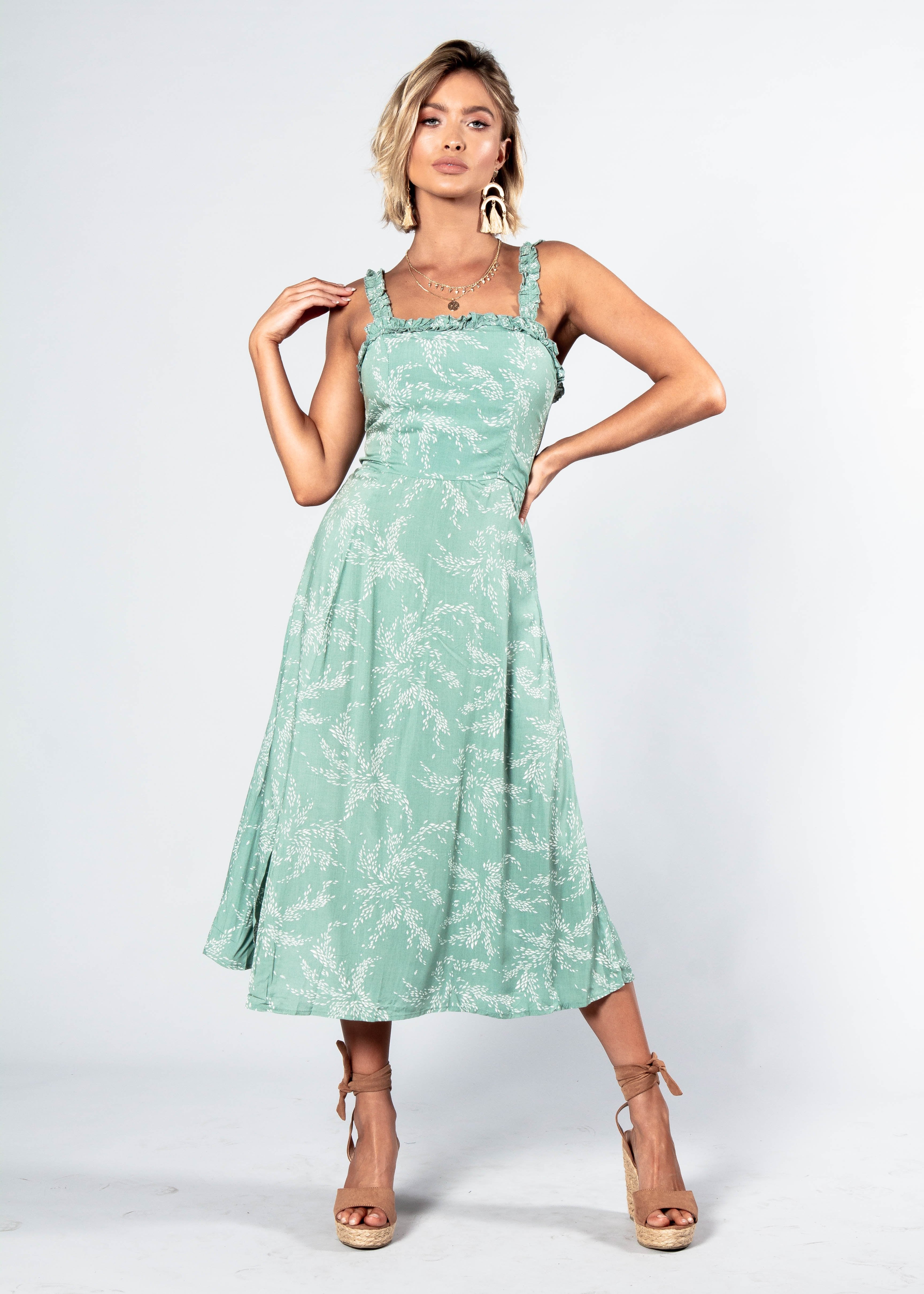 Katia Midi Dress - Sage Floral