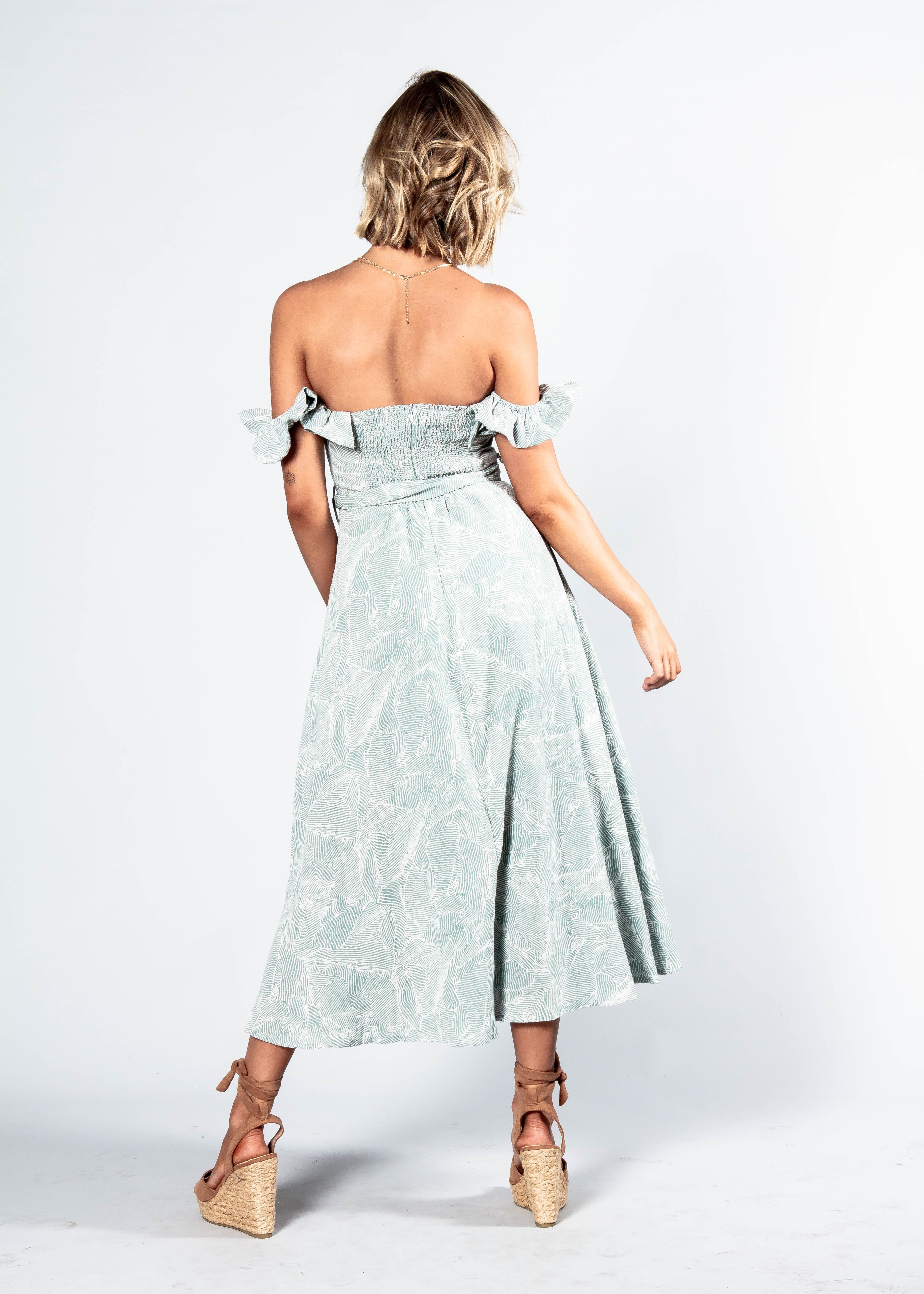 All This Love Midi Dress w/ Tie - Sage Haze