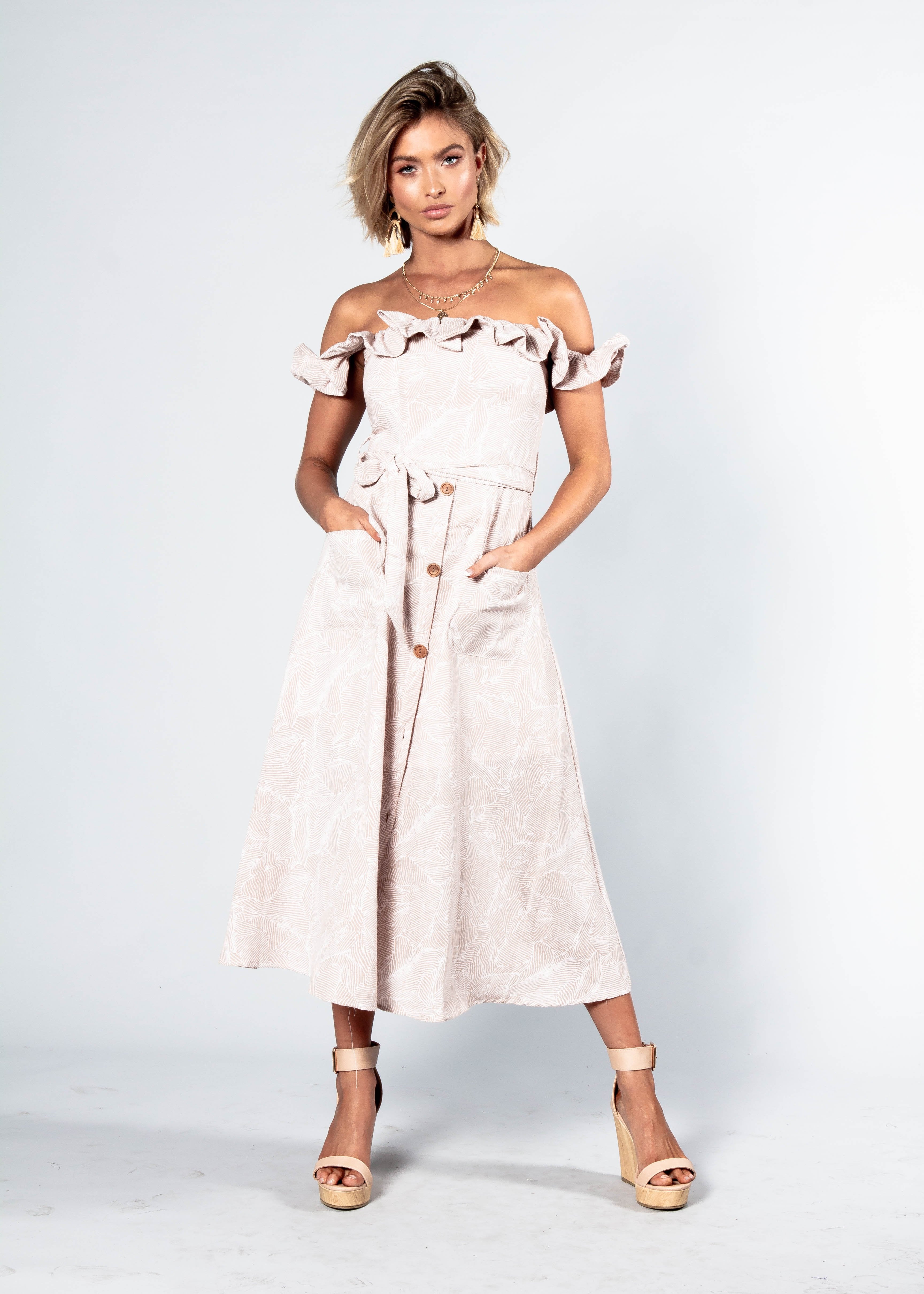 All This Love Midi Dress w/ Tie - Blush Haze