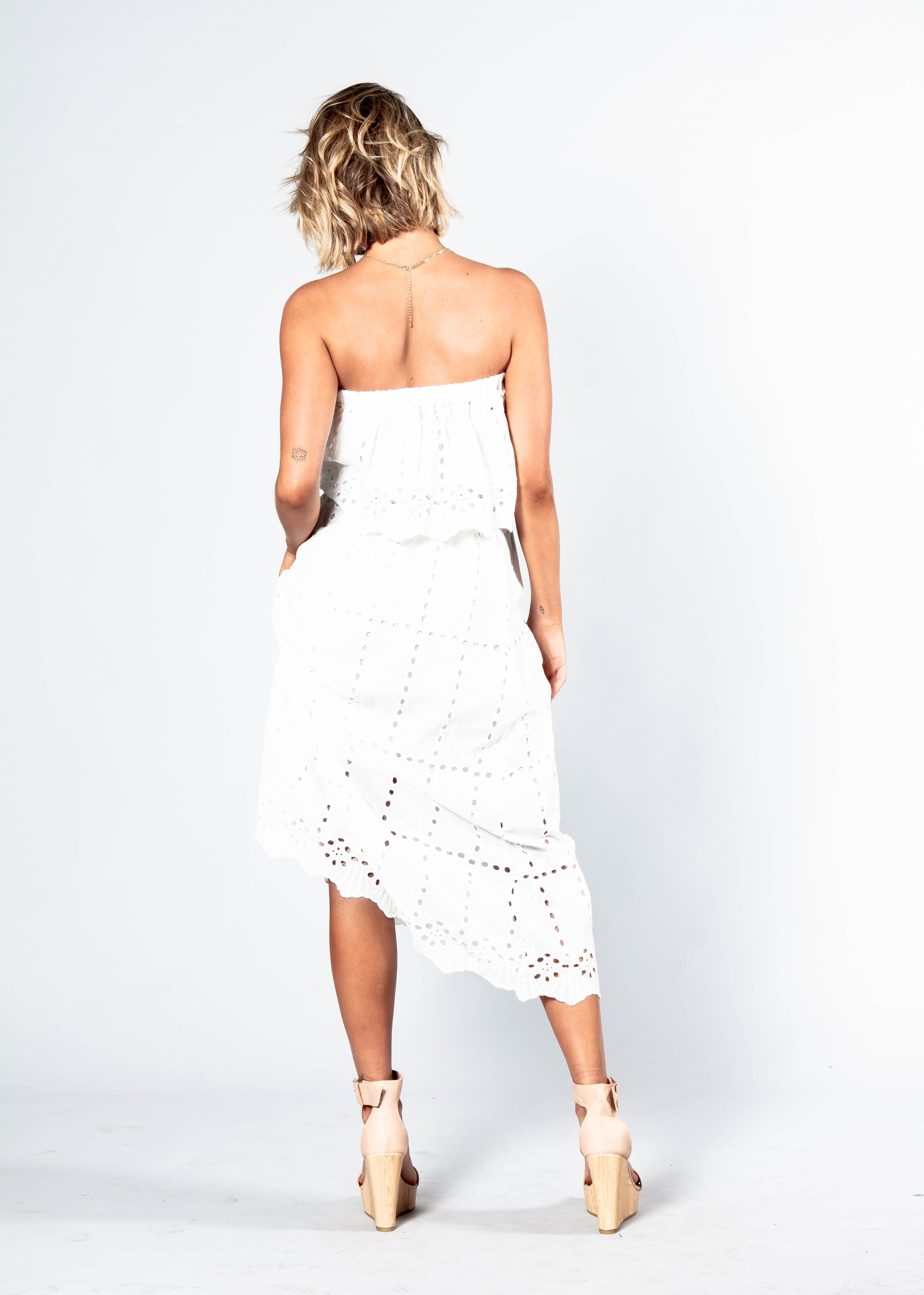 Sparkling Dreams Strapless Midi Dress - White