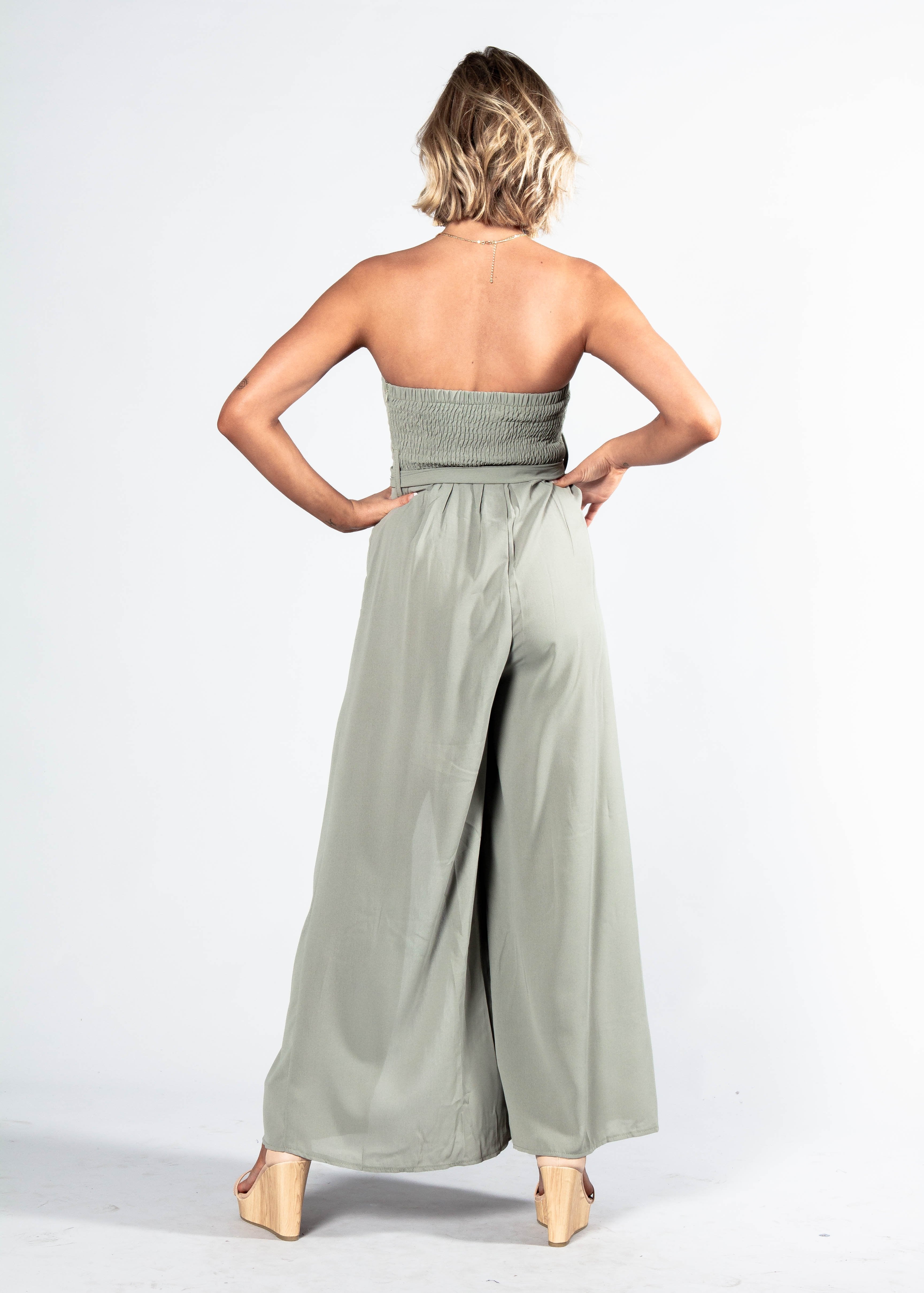 Guilt Free Strapless Pantsuit - Khaki