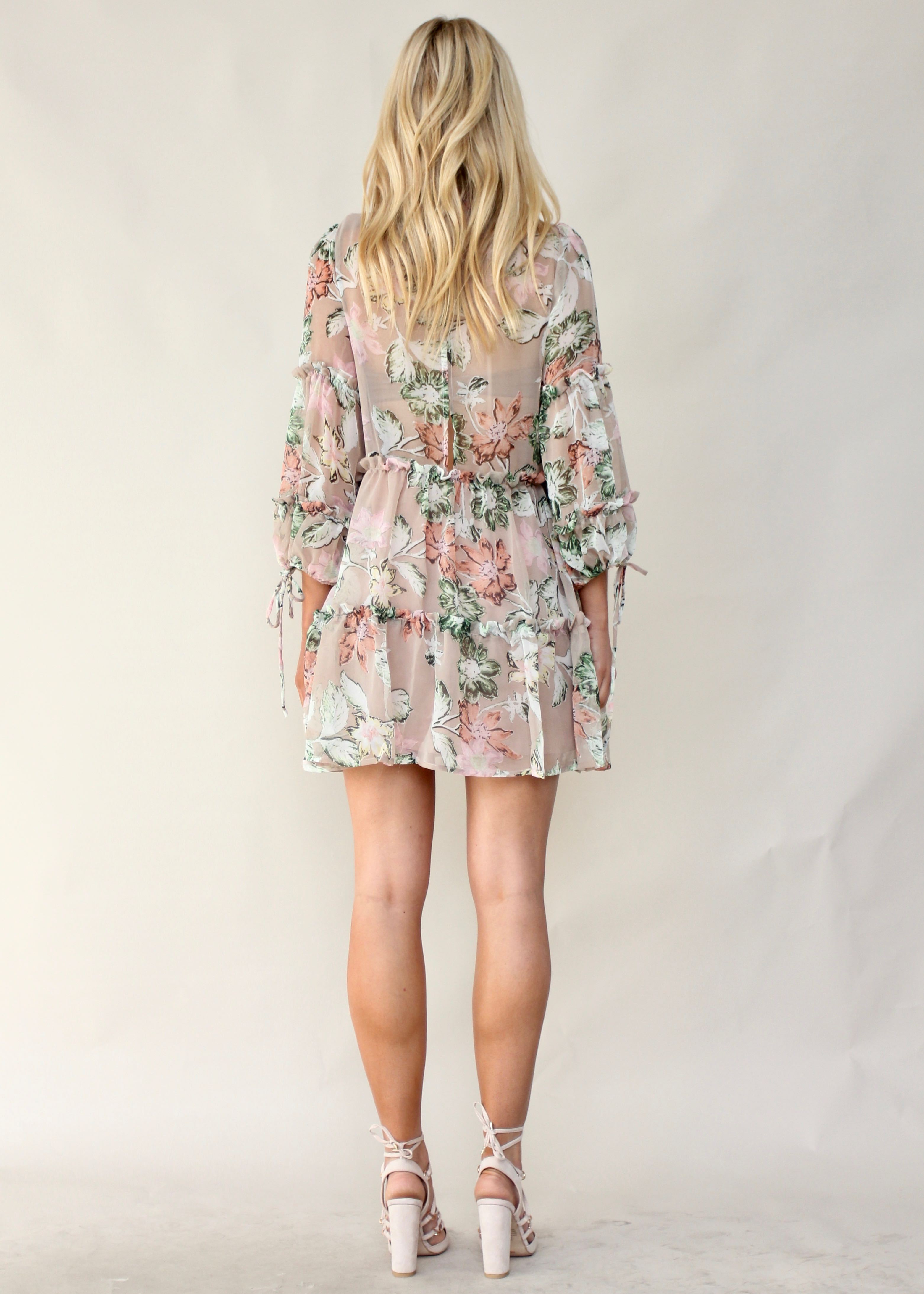 Love Soon Ruffle Dress - Mocha Floral