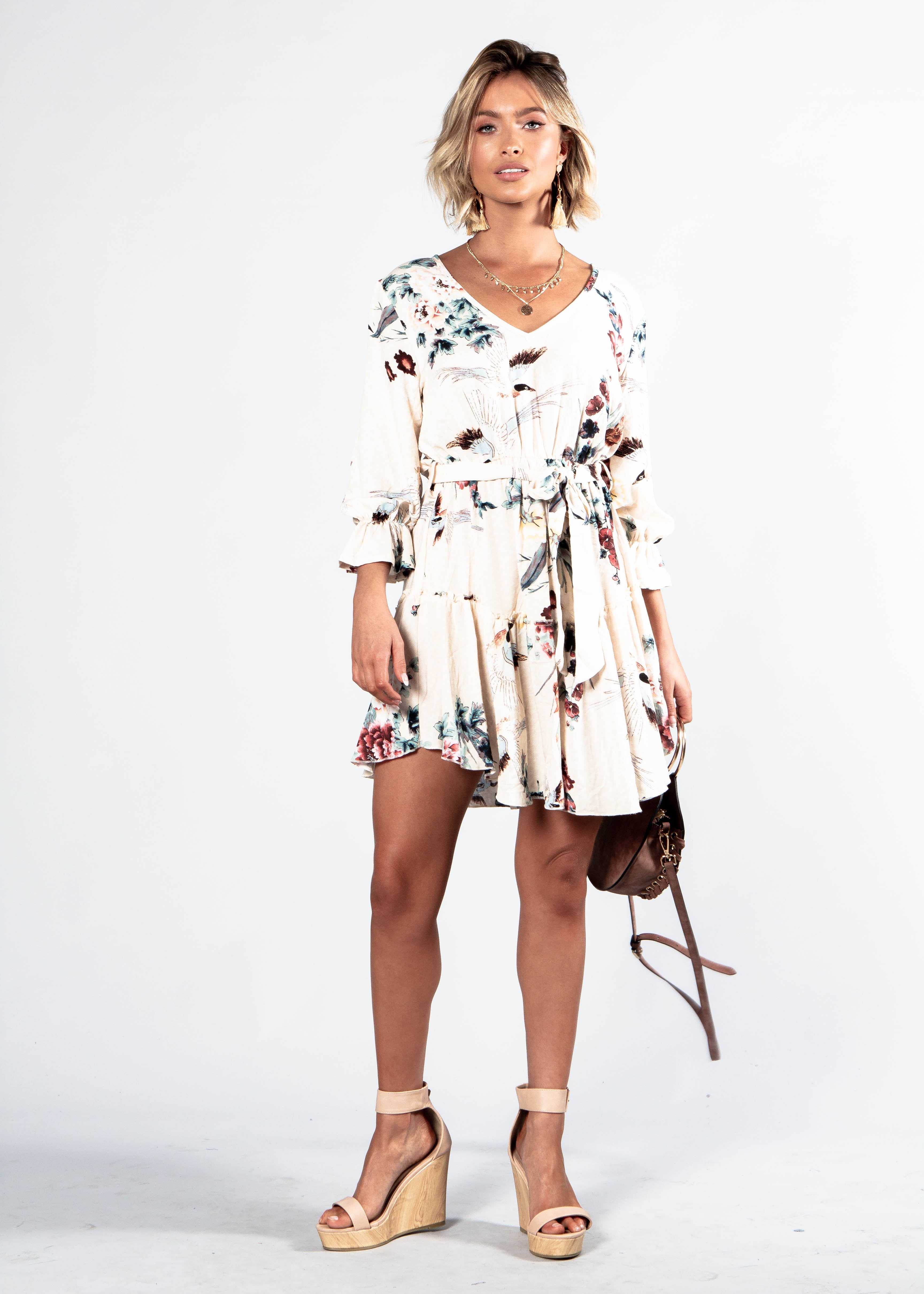 Alayna Swing Dress w/ Tie - Peony