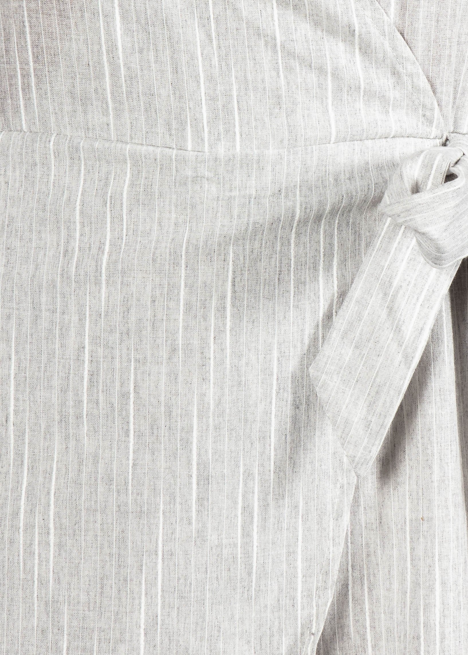 Maitland Tie Pantsuit - Grey Pinstripe