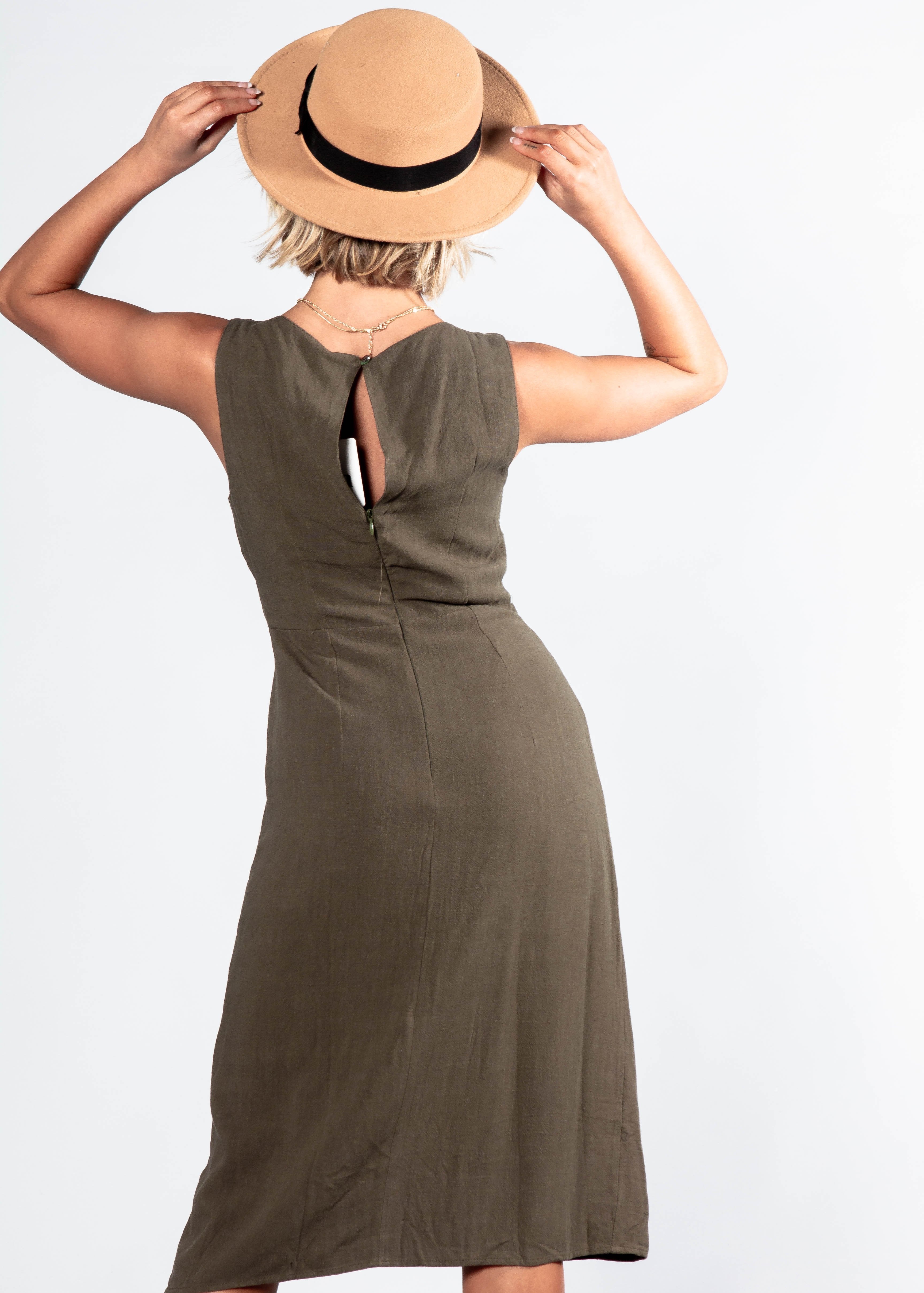 Lover's Charm Midi Dress - Dark Khaki