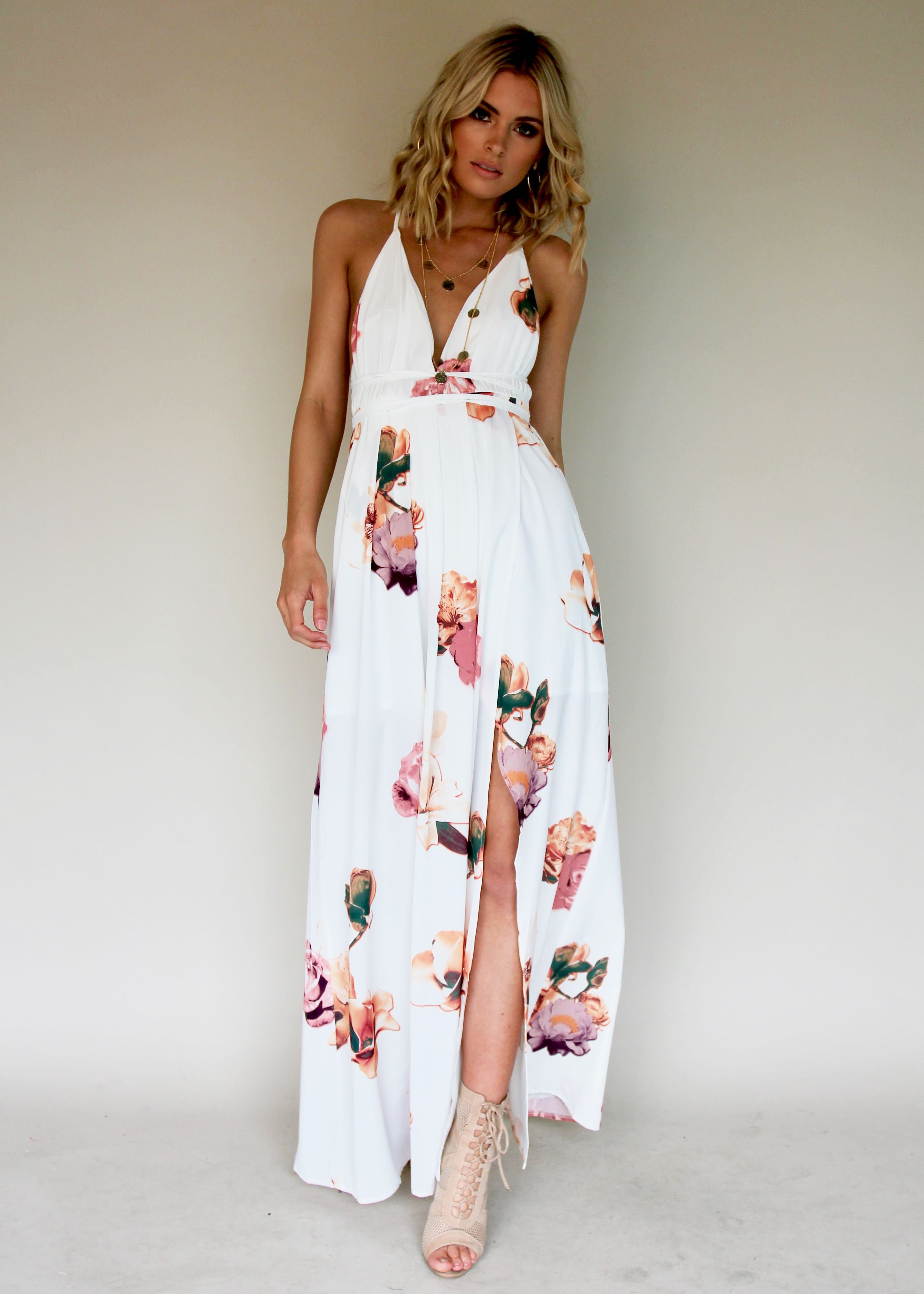 Karmen Halter Maxi Dress - Roses