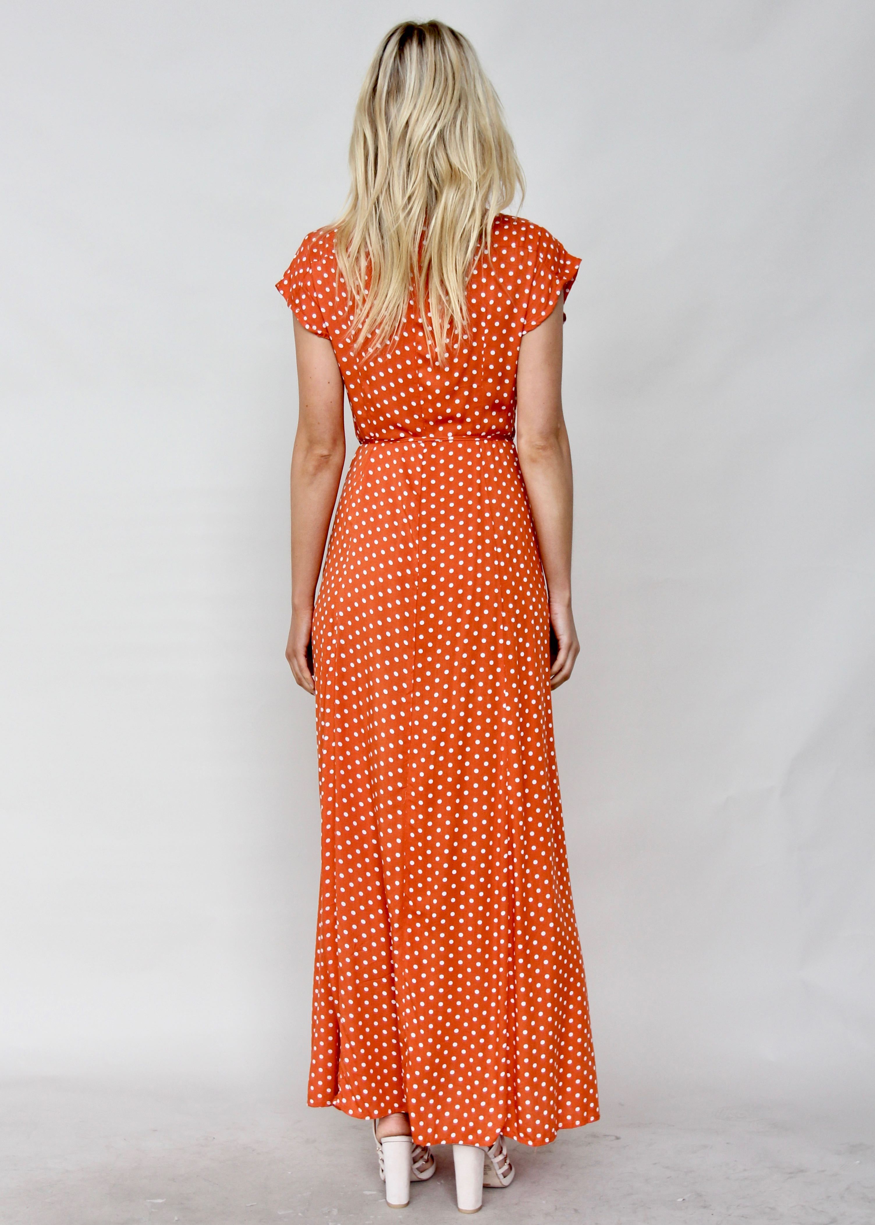 Oakley Maxi Dress - Orange Polka