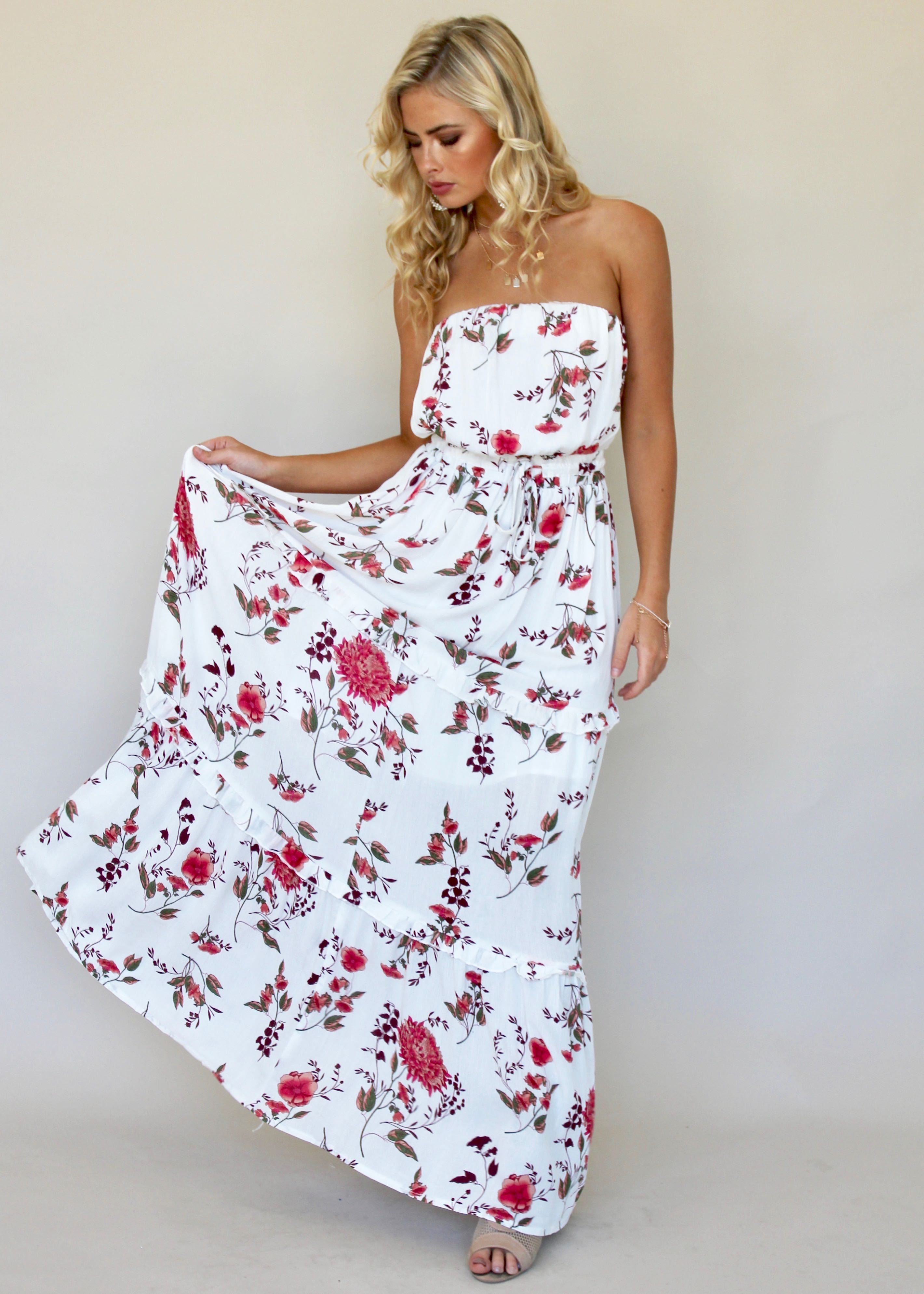 Lucina Strapless Dress - Pink Petal
